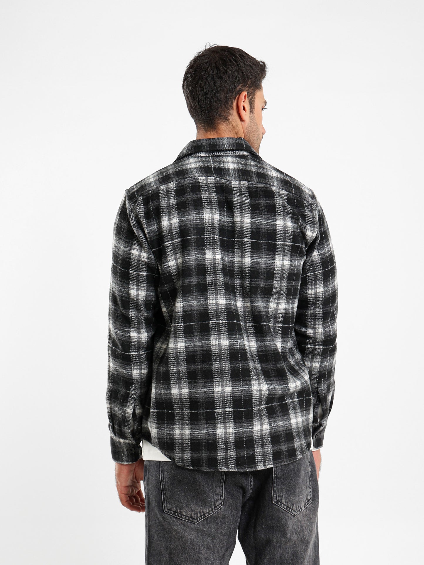 Relaxed Fit Wool-Blend Checkered Shirt