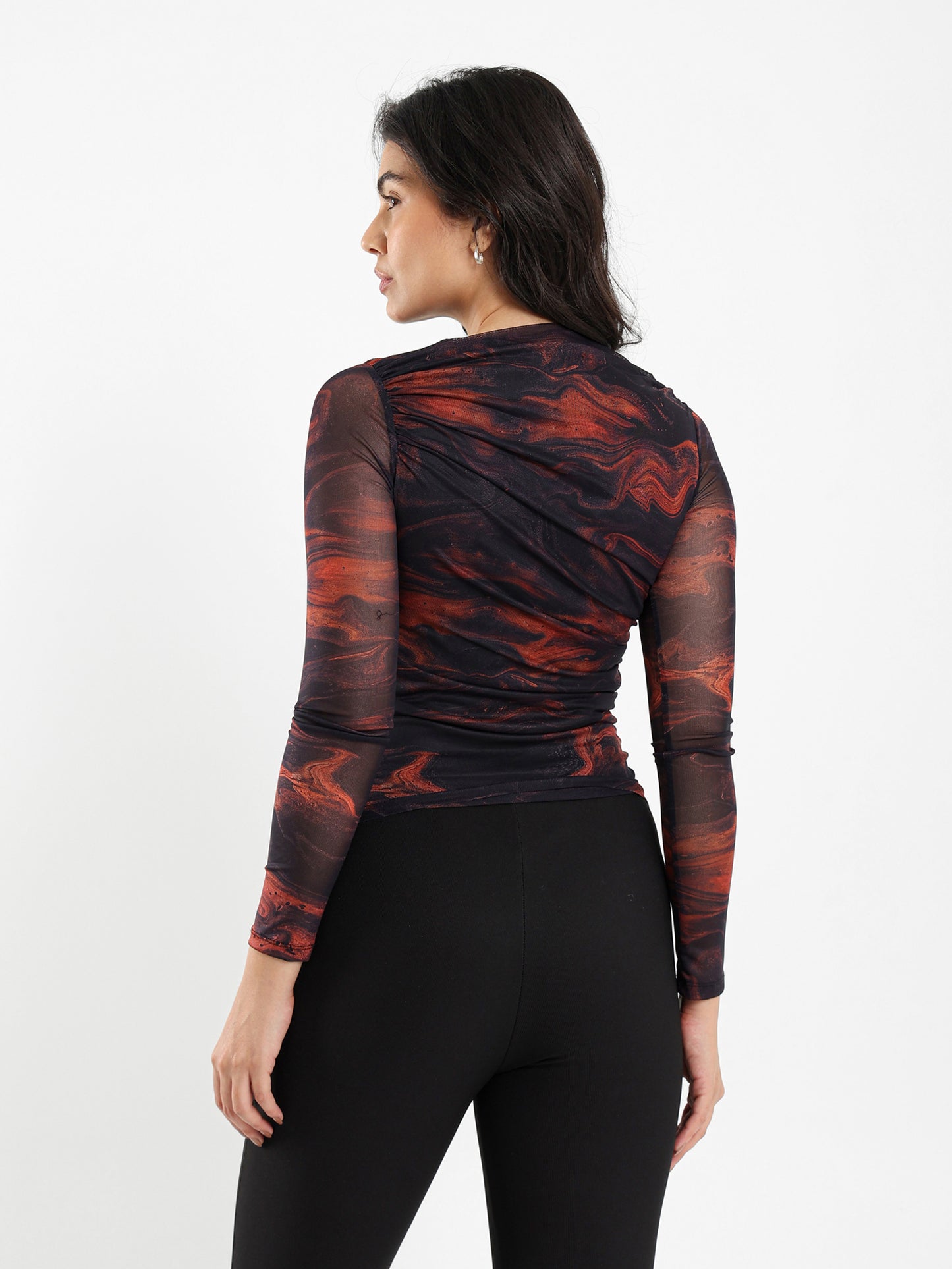 Draped Front Mesh Top