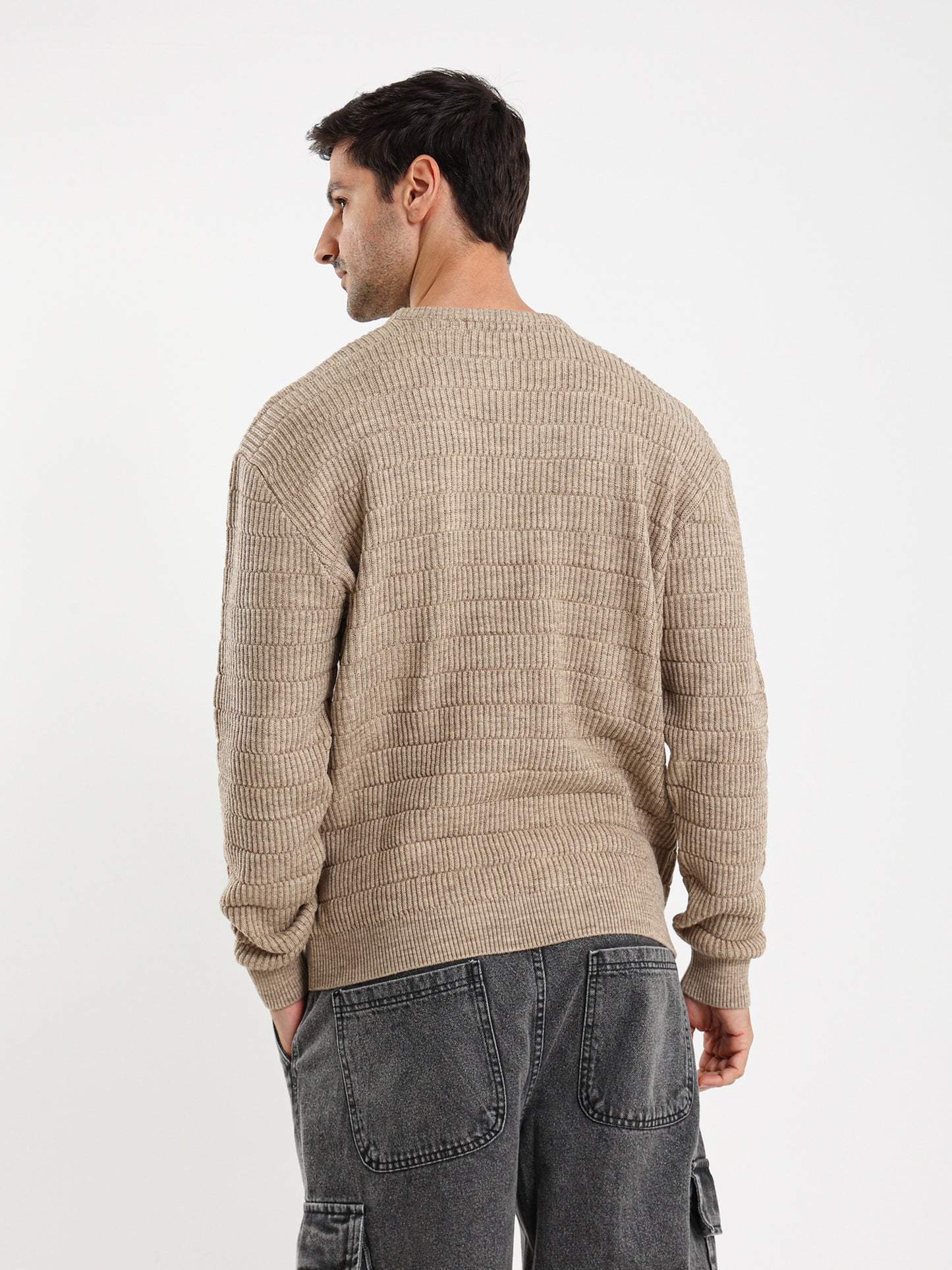 Fancy Yarn Crew Neck Pullover