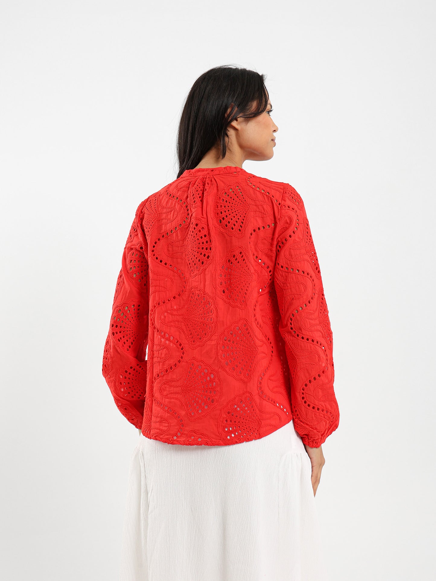 Openwork Long Sleeve Blouse