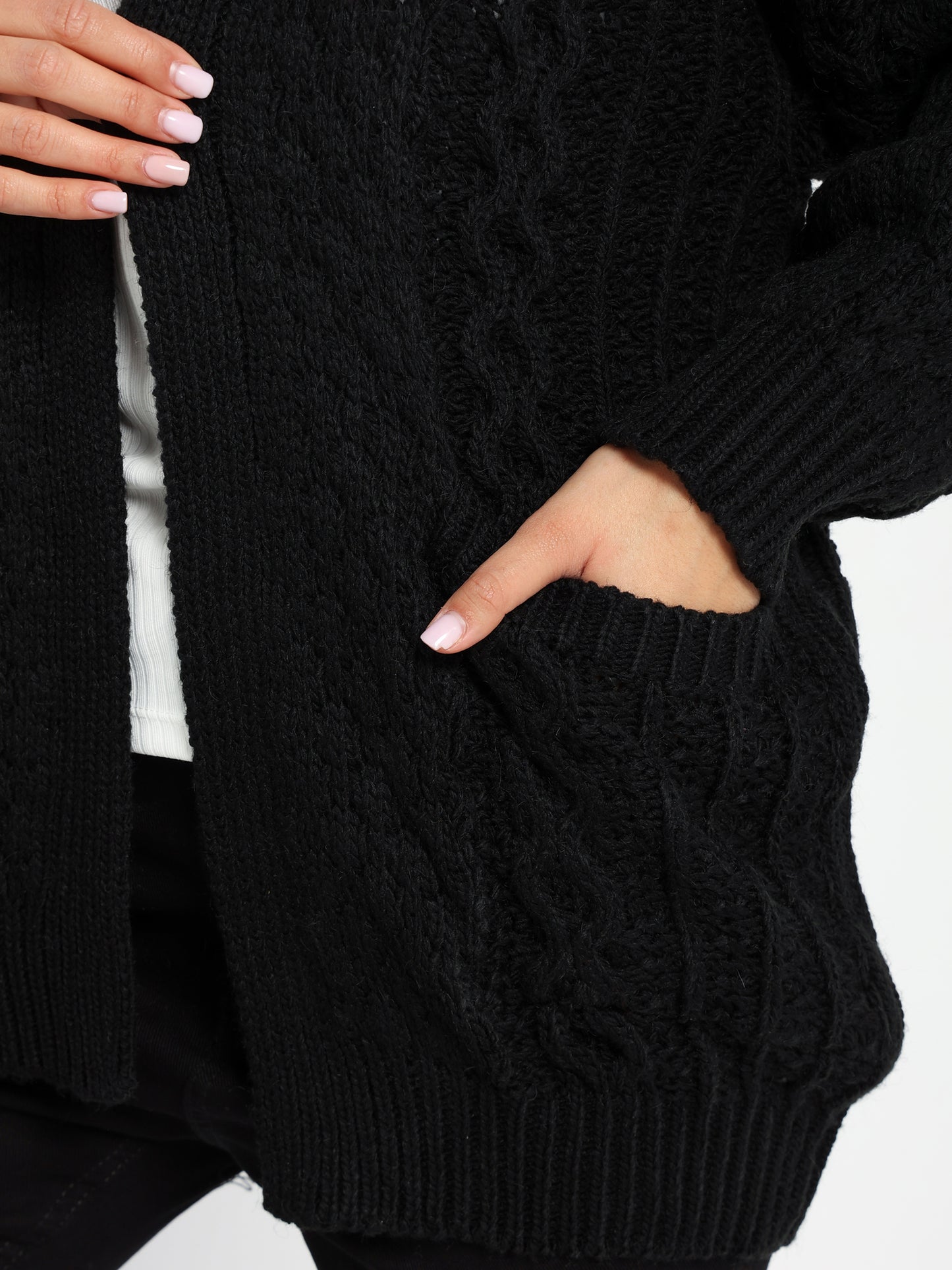 Textured Medium Length Cardigan - Outlet