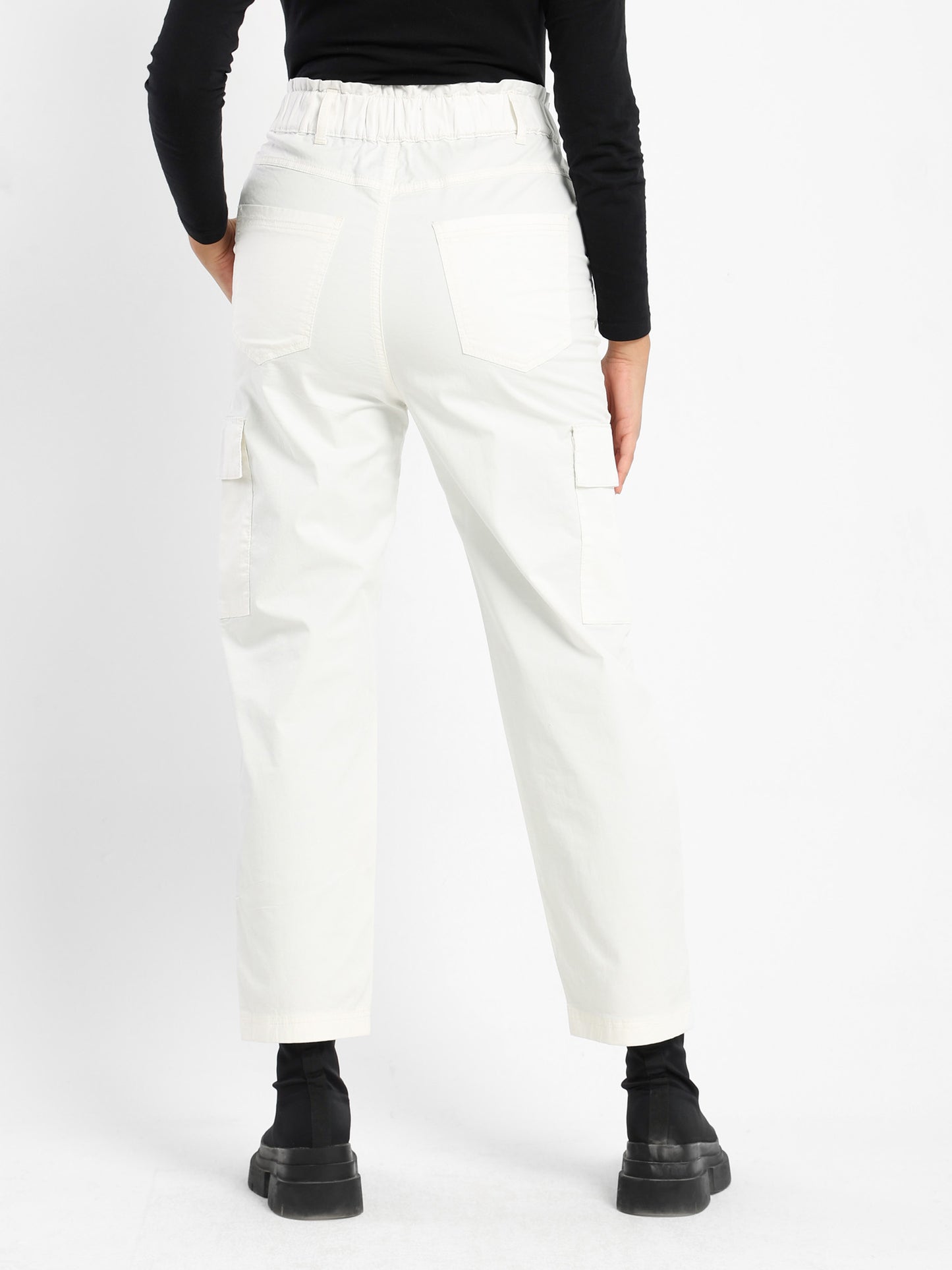 High-Waisted Paper Bag Pants - Outlet