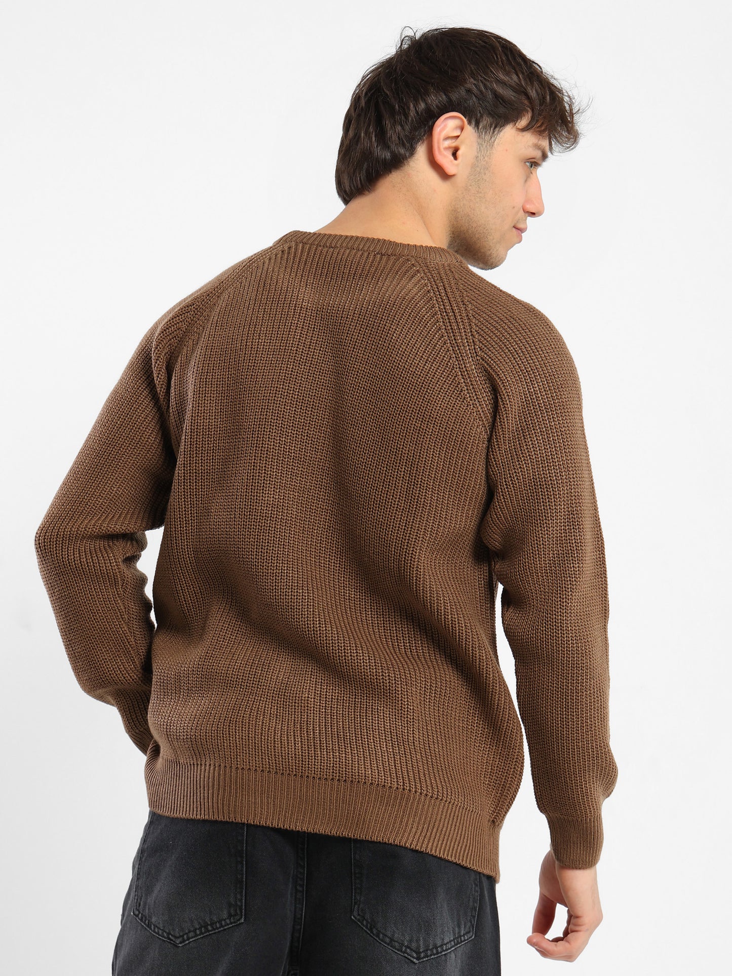 Crewneck Raglan Knit Sweater with Interior Pocket - Outlet