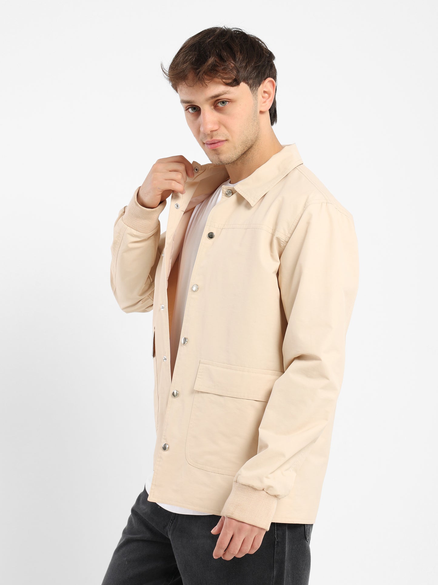 Oversized Jacket with Snaps and Large Pockets - Outlet