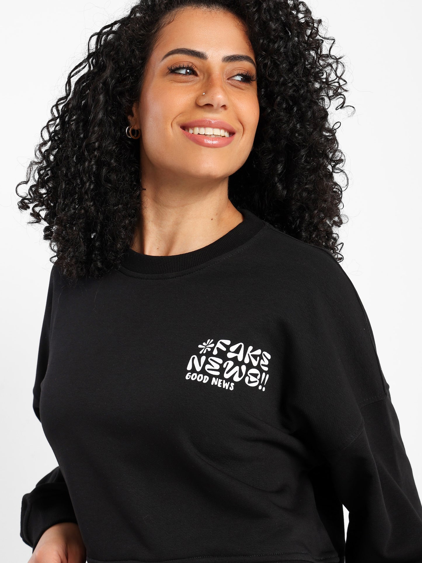 Cropped Sweatshirt with Place Print - Outlet