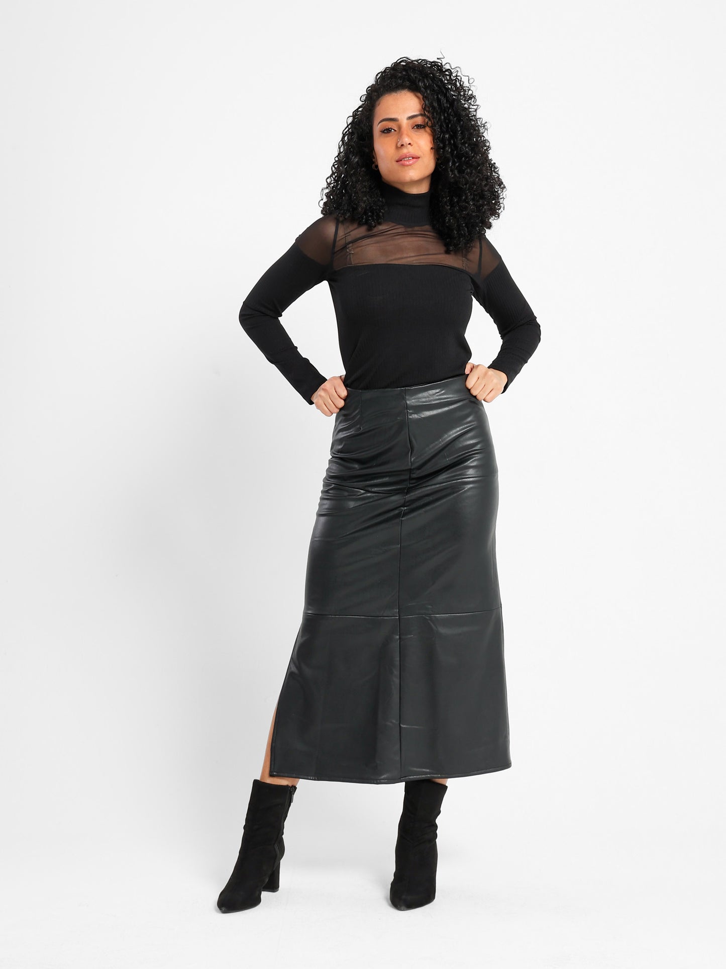 Paneled Mesh Ribbed Top