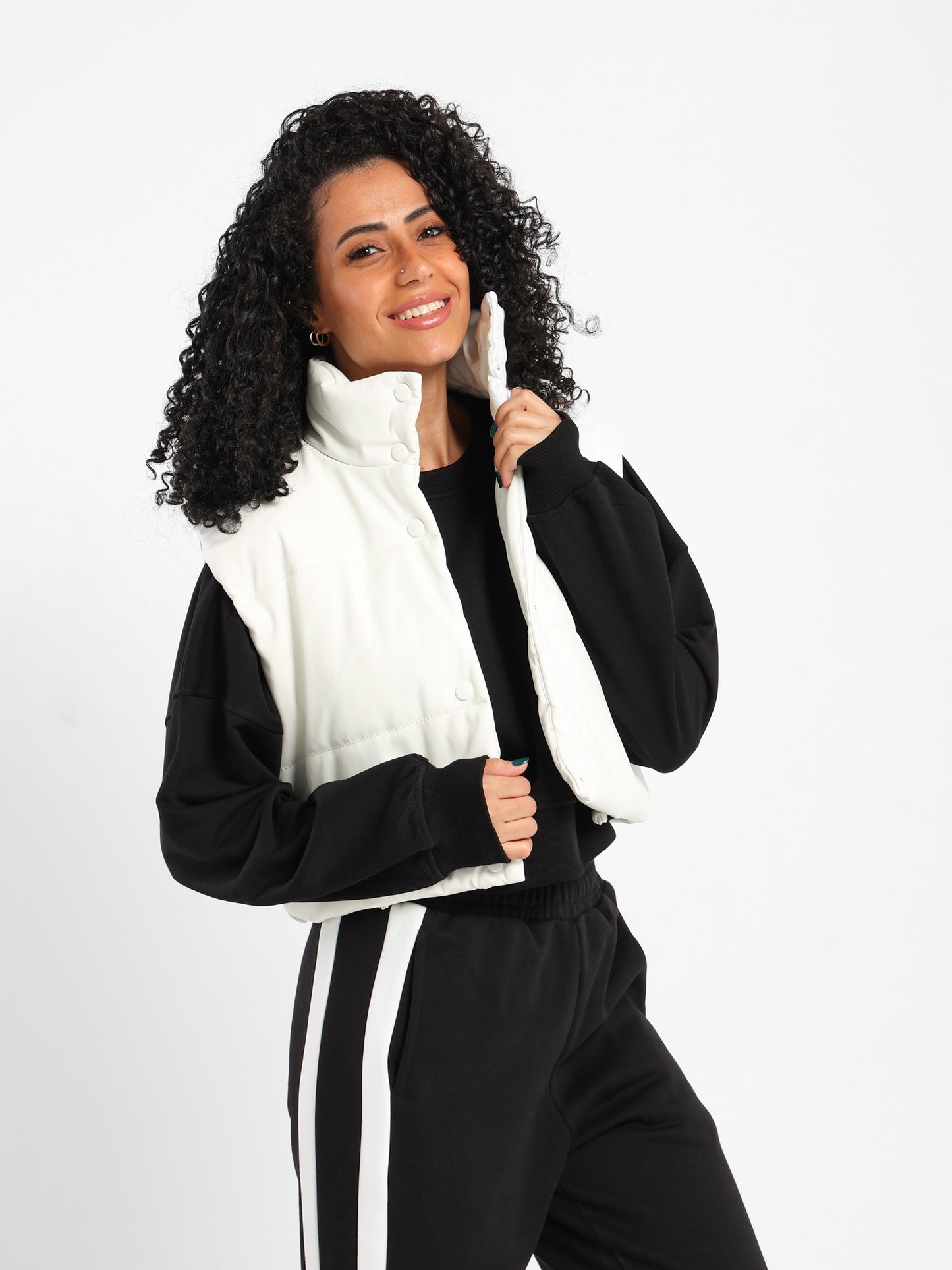 Cropped Puffer Leather Vest - Outlet