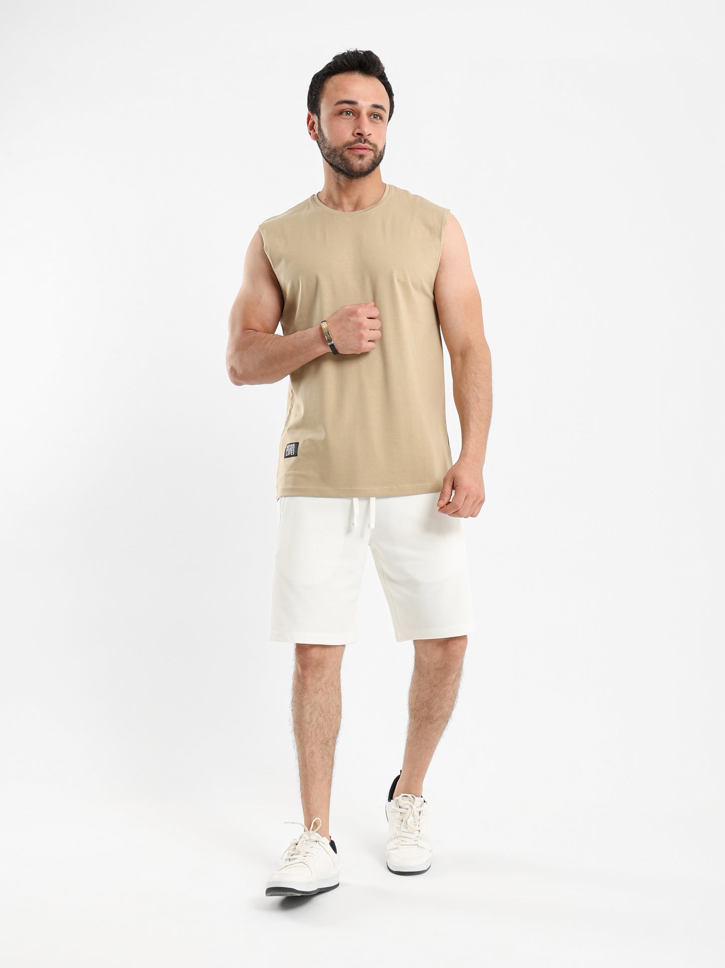 Sleeveless T Shirt with Woven Badge