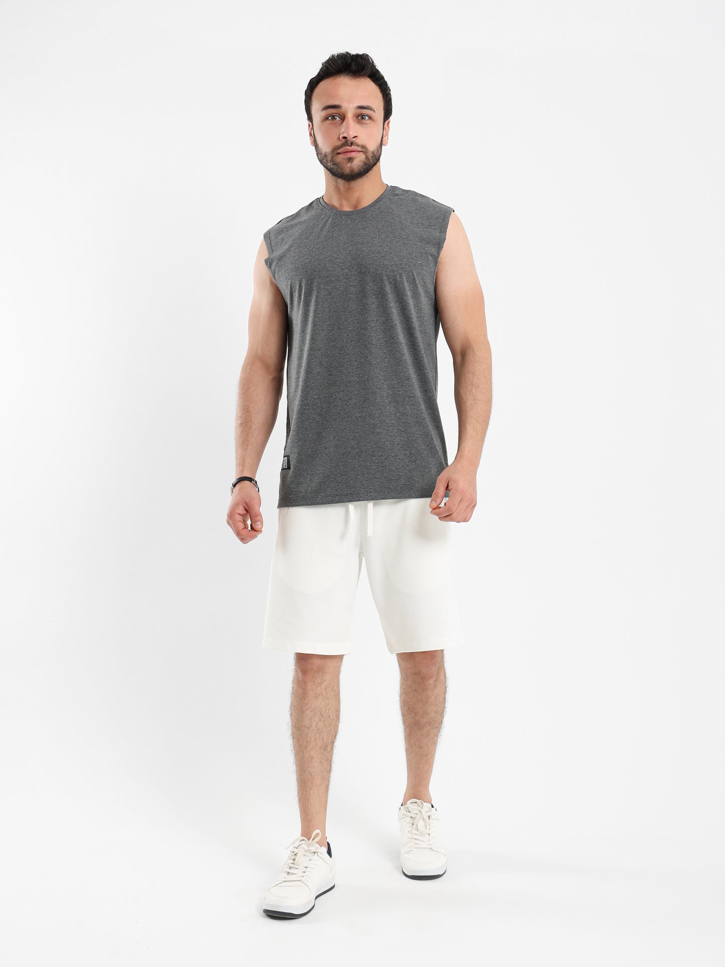 Sleeveless T Shirt with Woven Badge