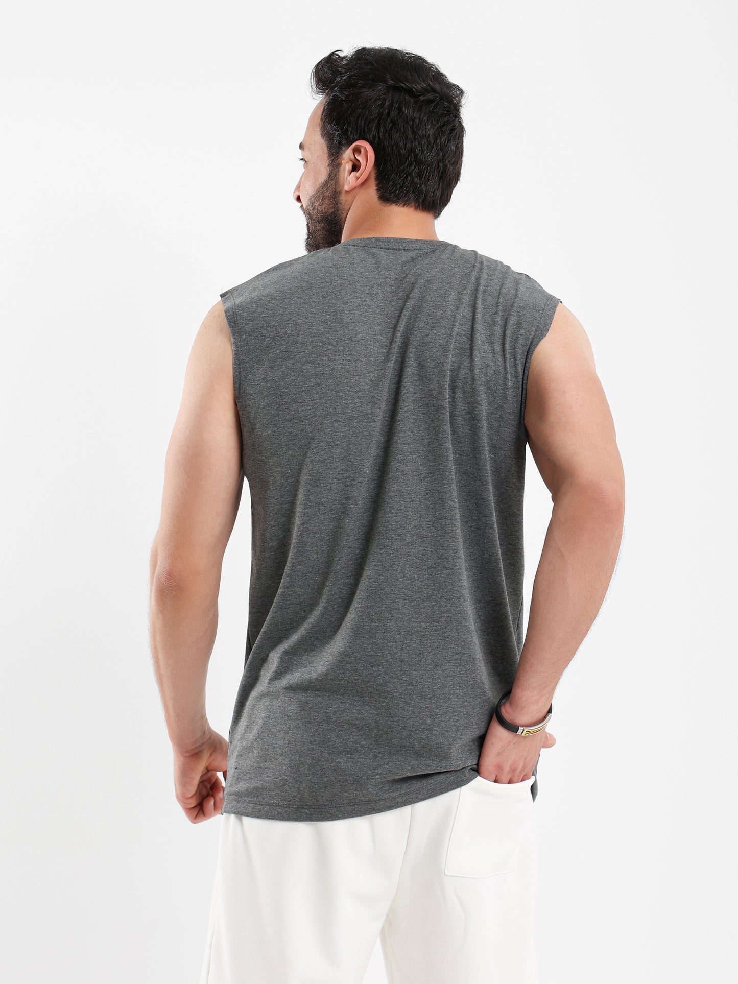 Sleeveless T Shirt with Woven Badge