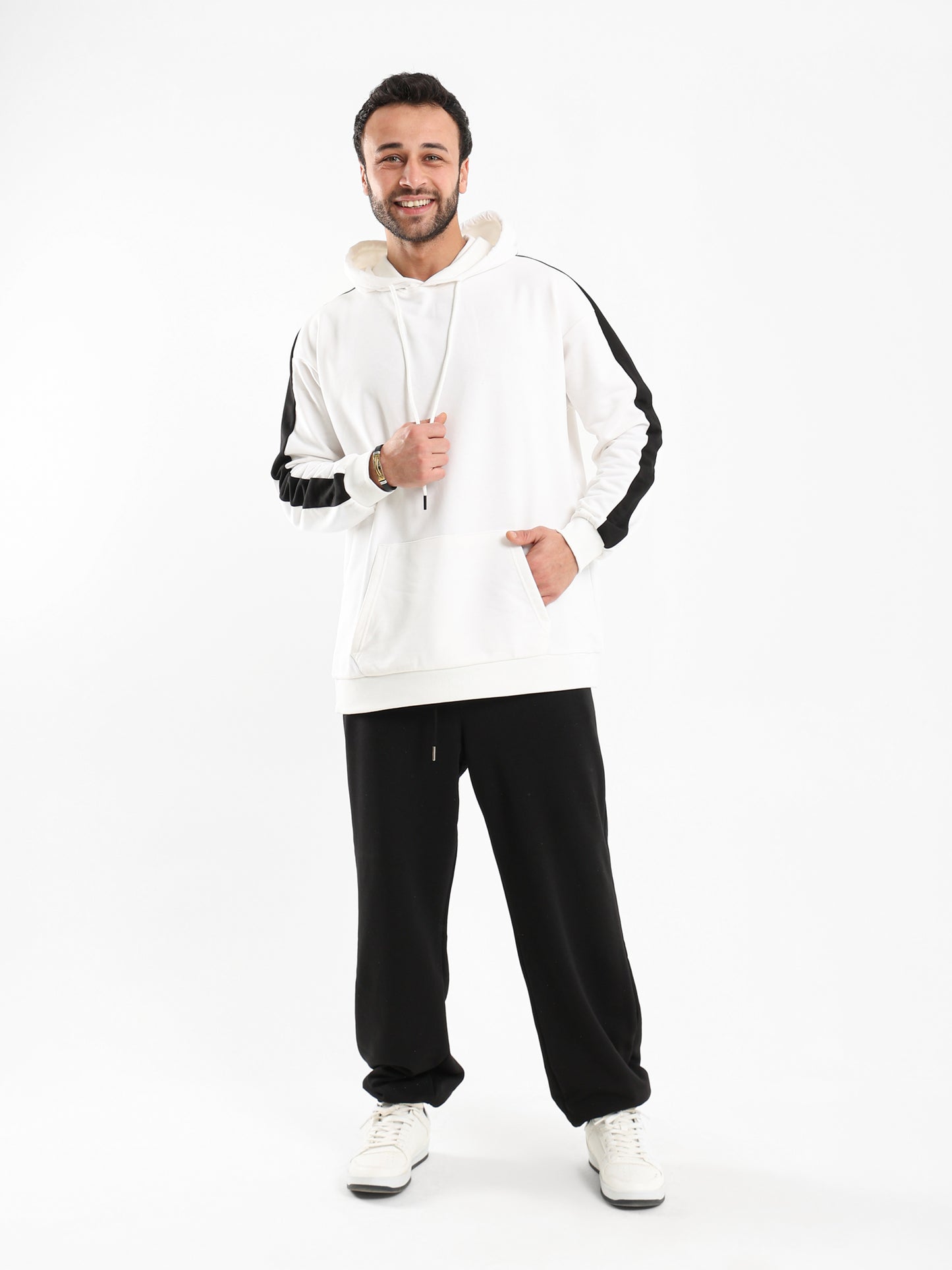 Hoodie With Panels on Sleeves