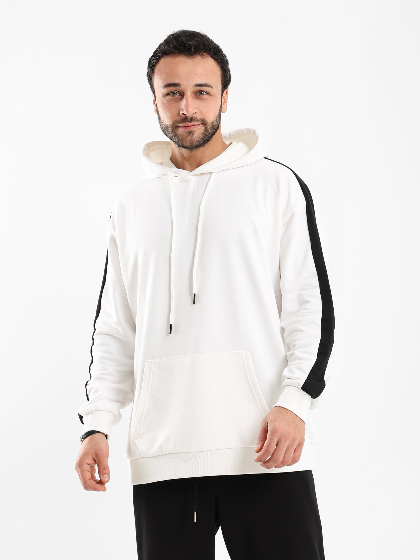 Hoodie With Panels on Sleeves