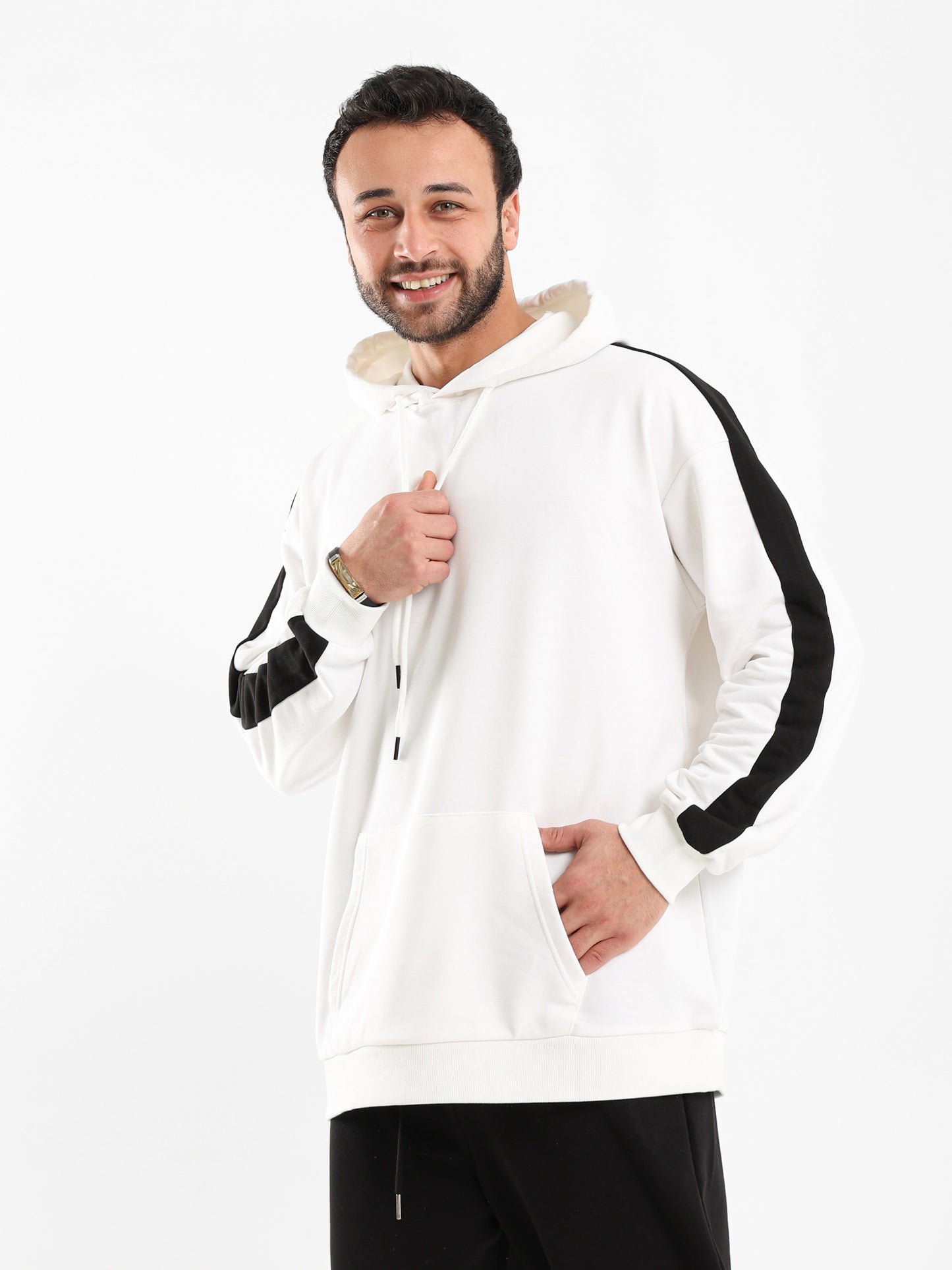 Hoodie With Panels on Sleeves