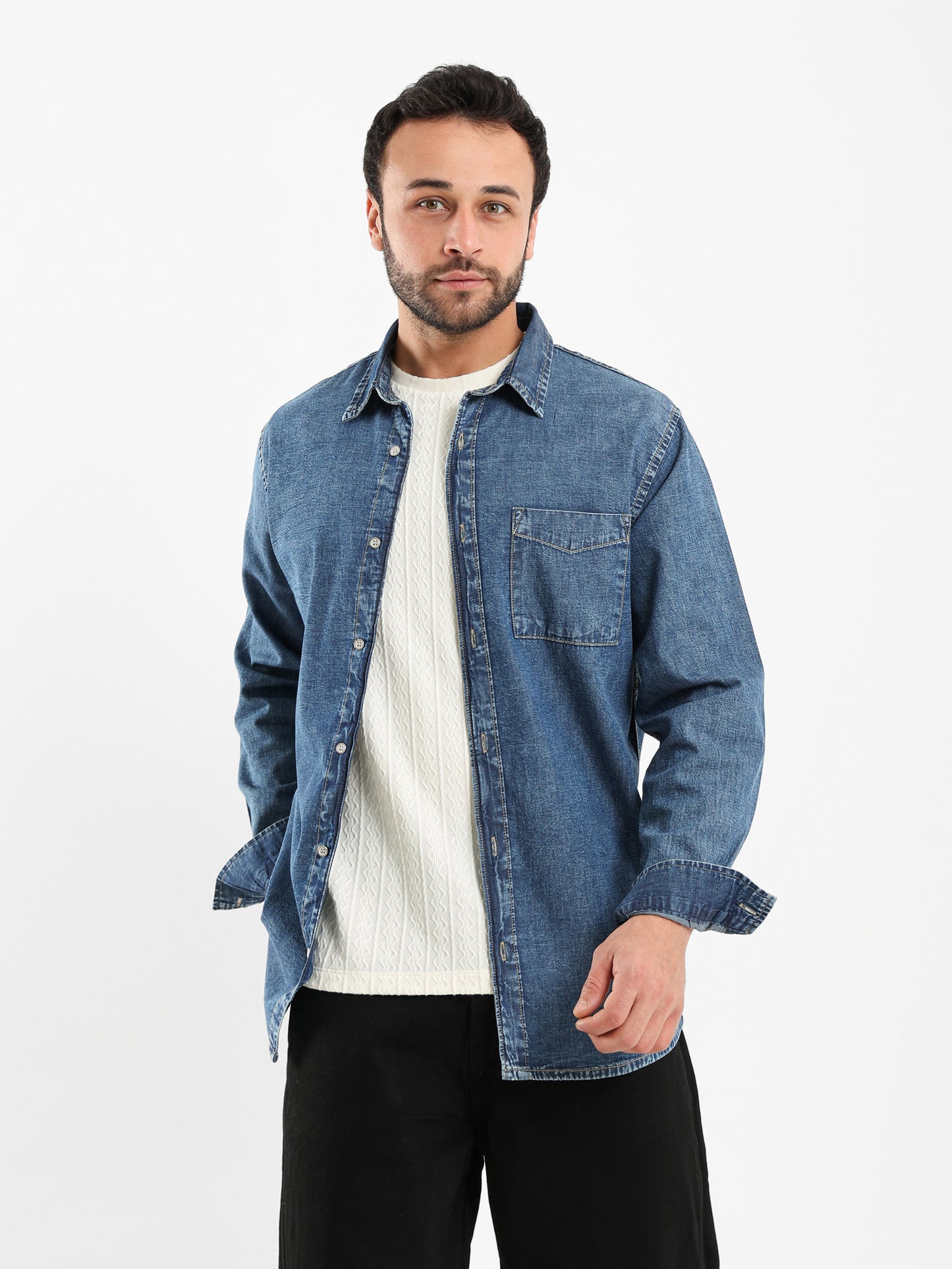 Basic Denim Shirt Long Sleeve - Outlet