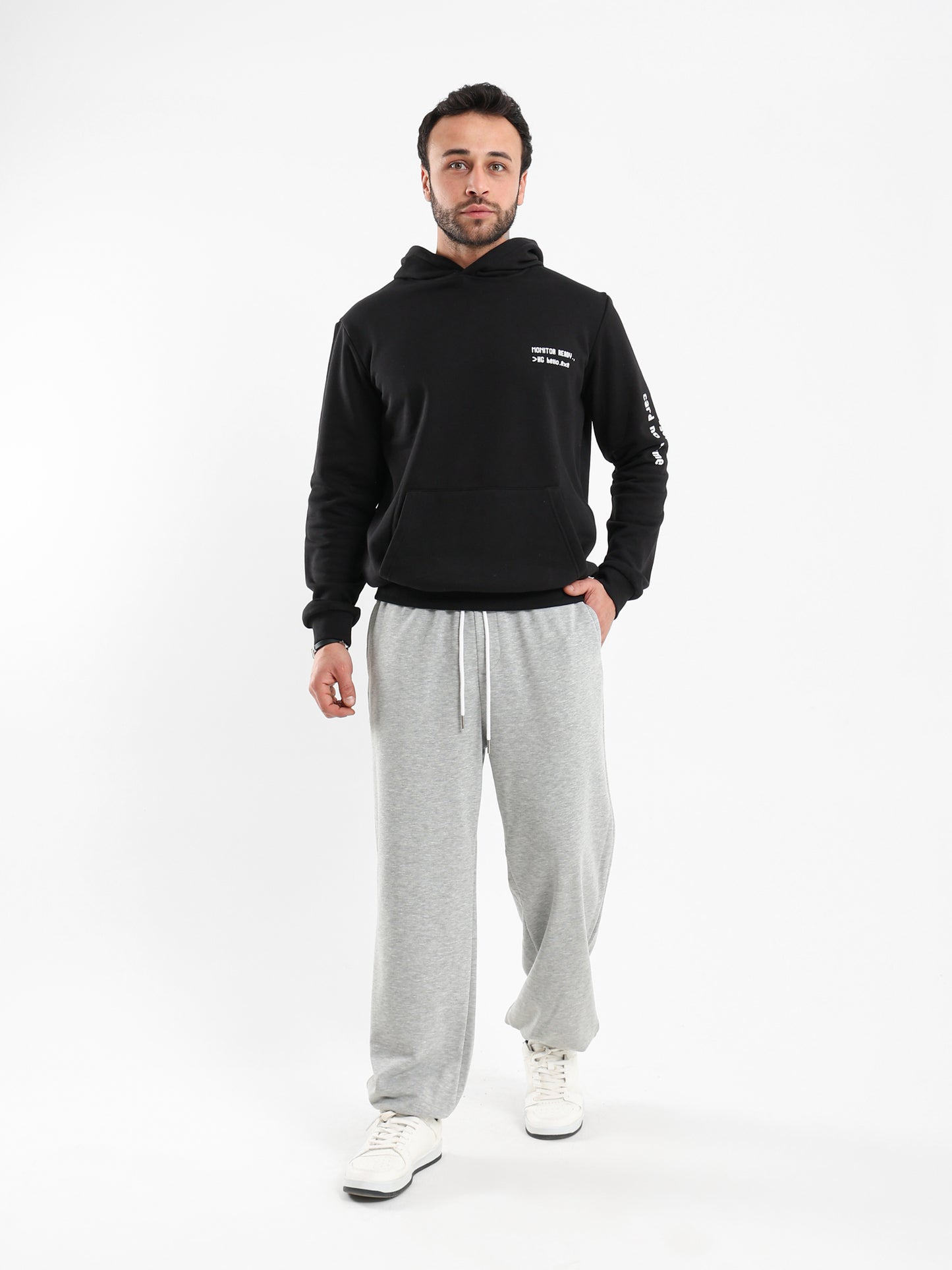 Elastic Waist Sweatpants with Ribbed Hem