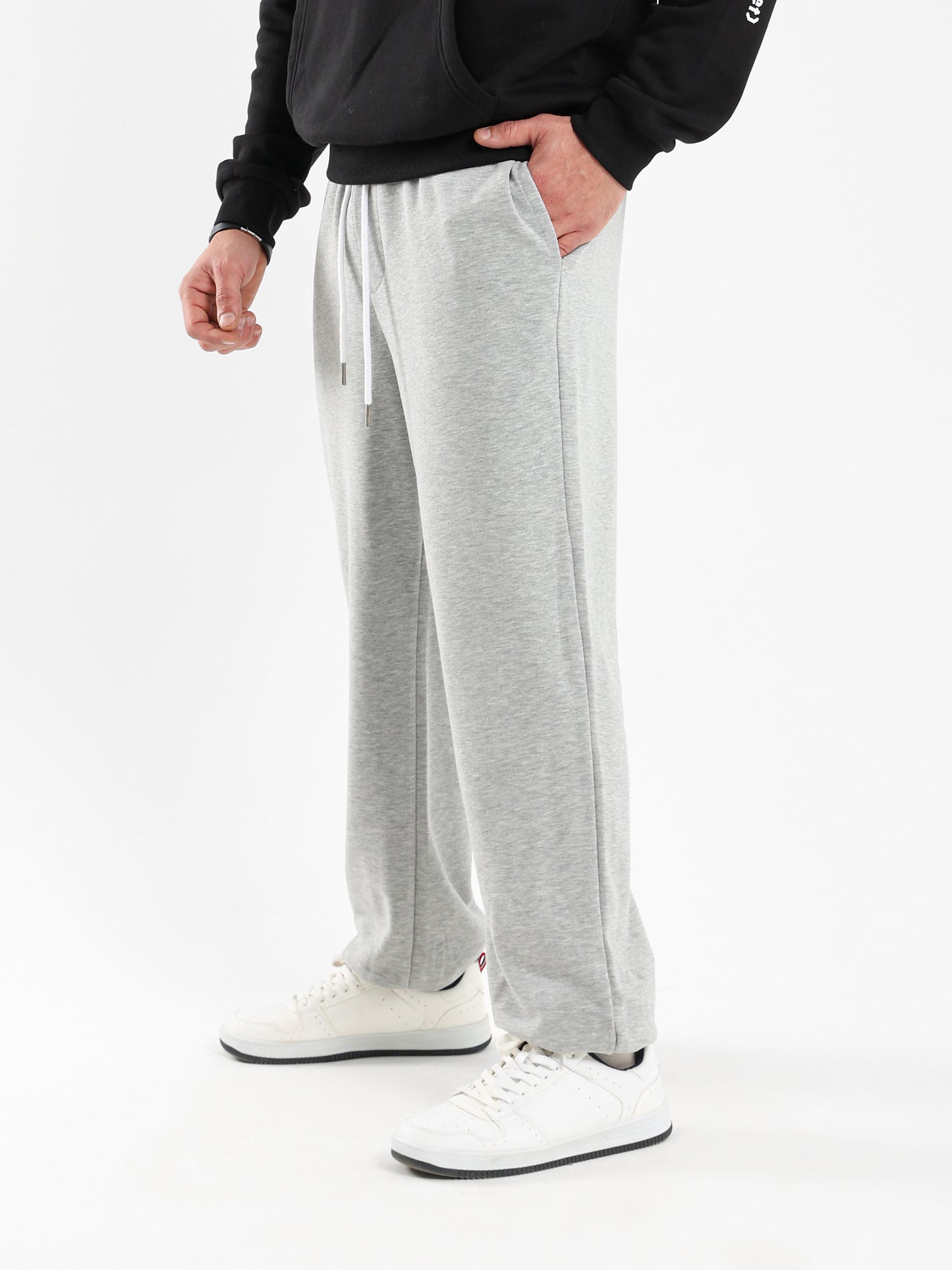 Elastic Waist Sweatpants with Ribbed Hem