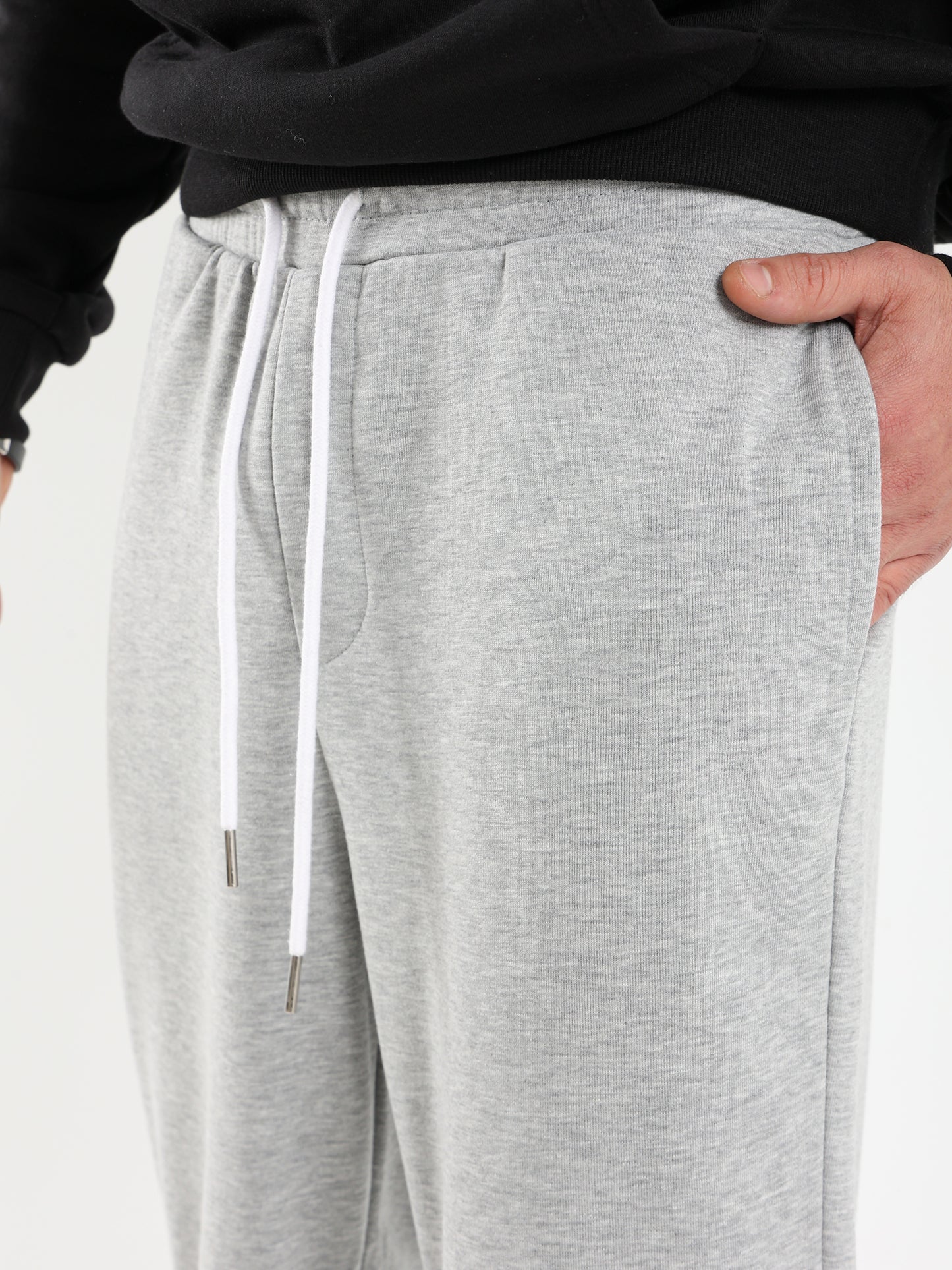 Elastic Waist Sweatpants with Ribbed Hem