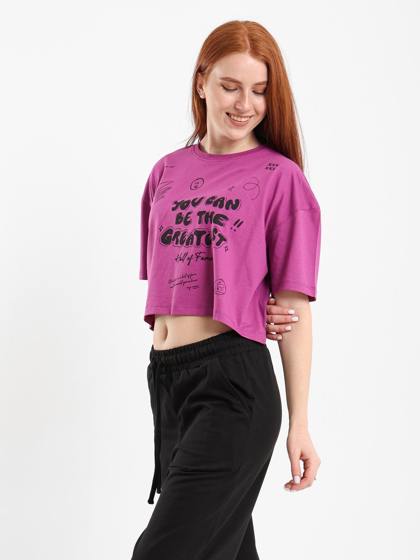 Cropped Tee with Center Print