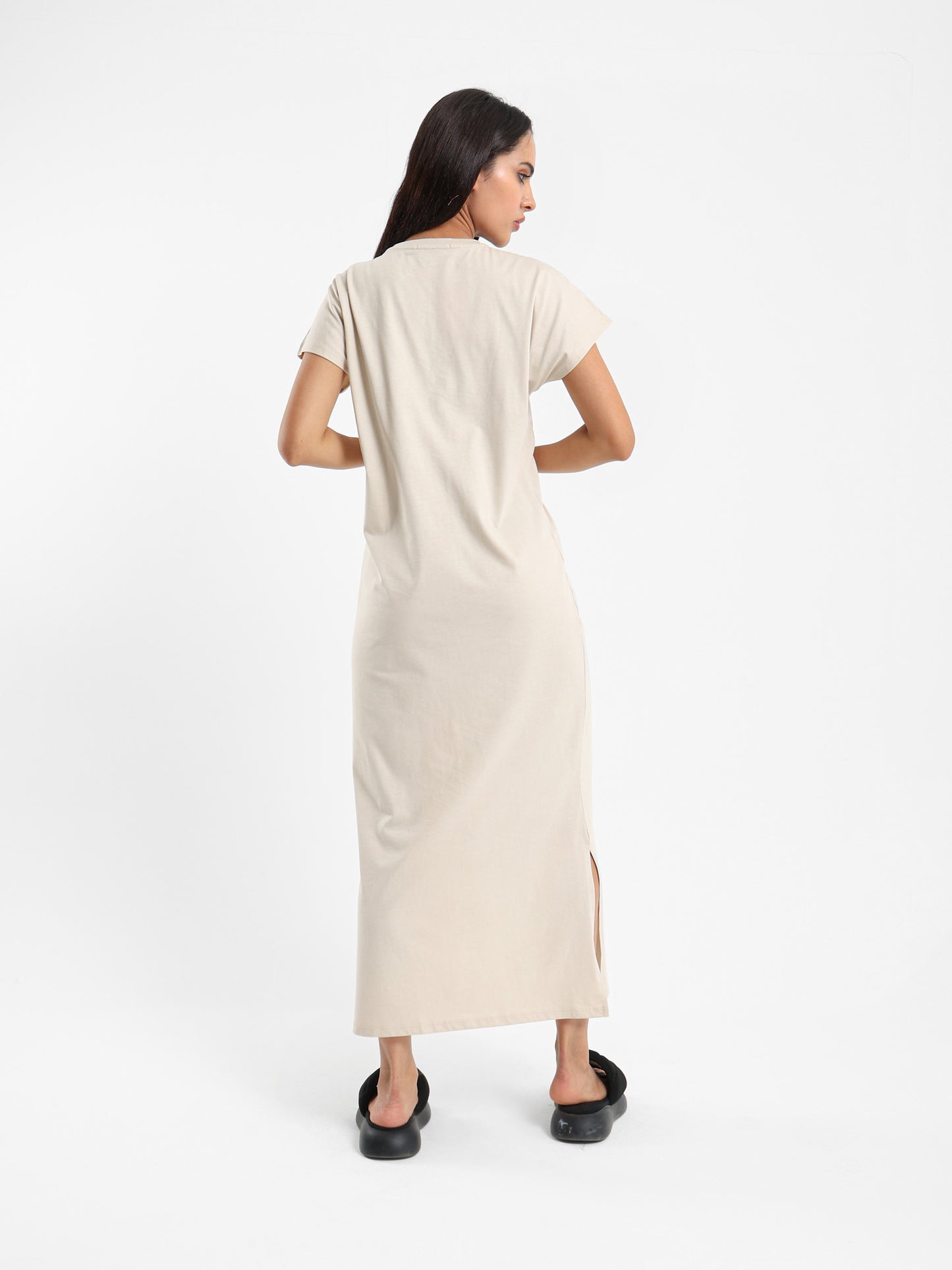Knotted Front Long T-Shirt Dress