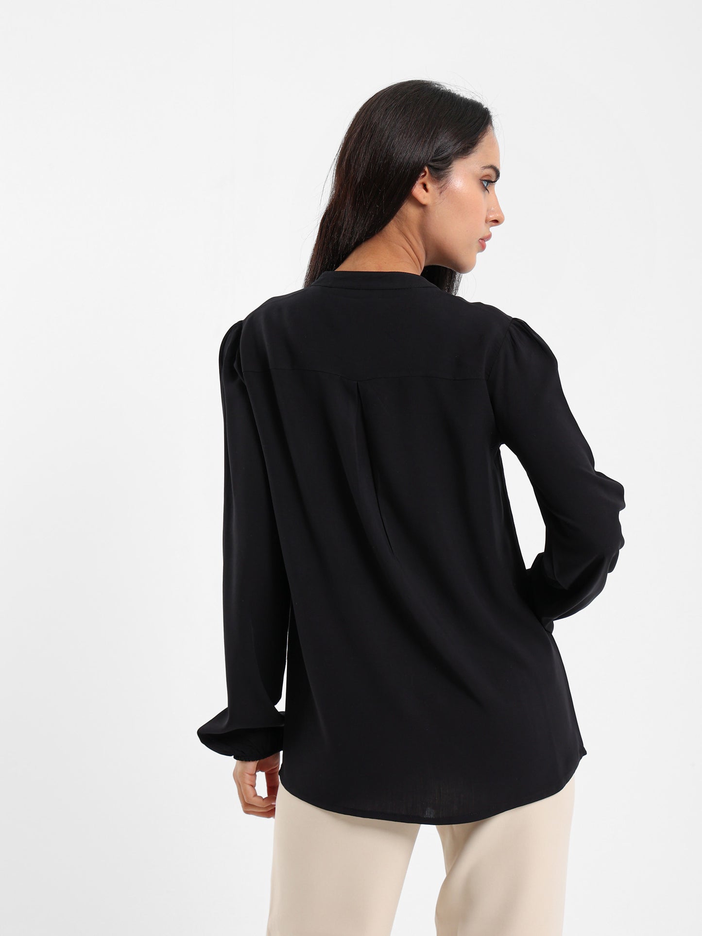 V-Neck Long Sleeve Blouse