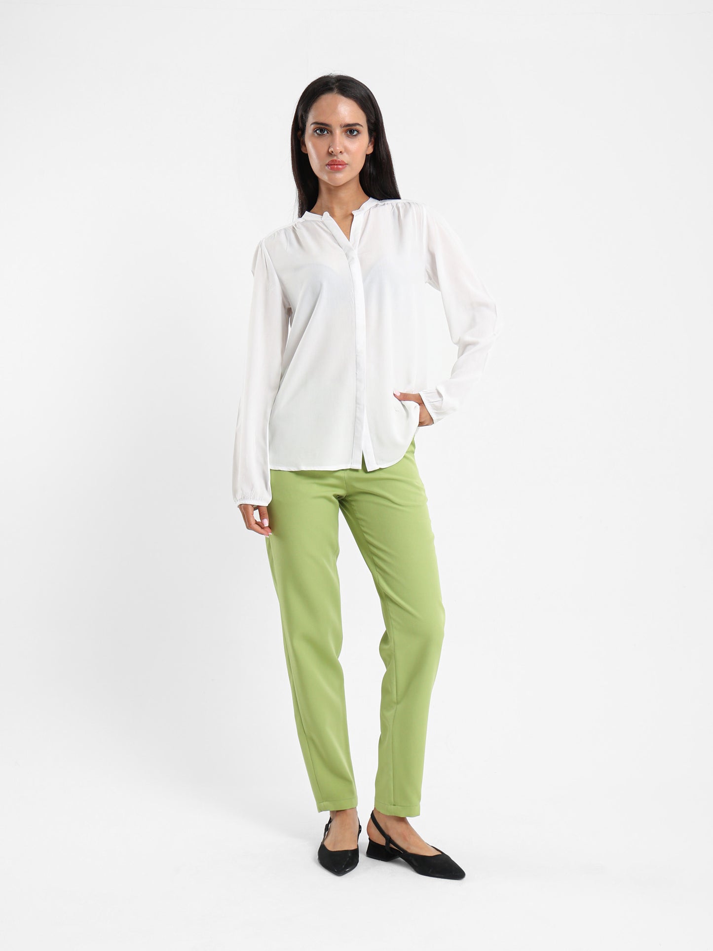 V-Neck Long Sleeve Blouse