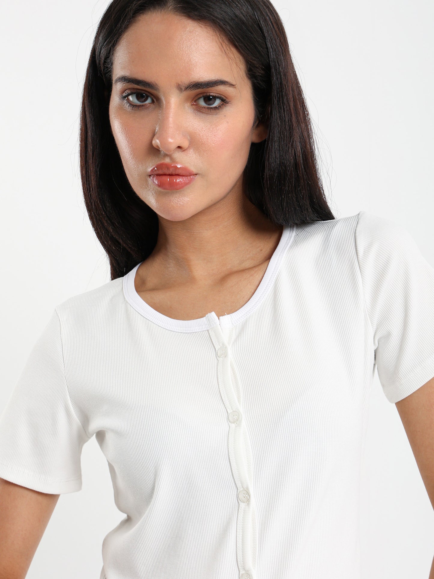 Ribbed Short Sleeve Fitted Cardigan