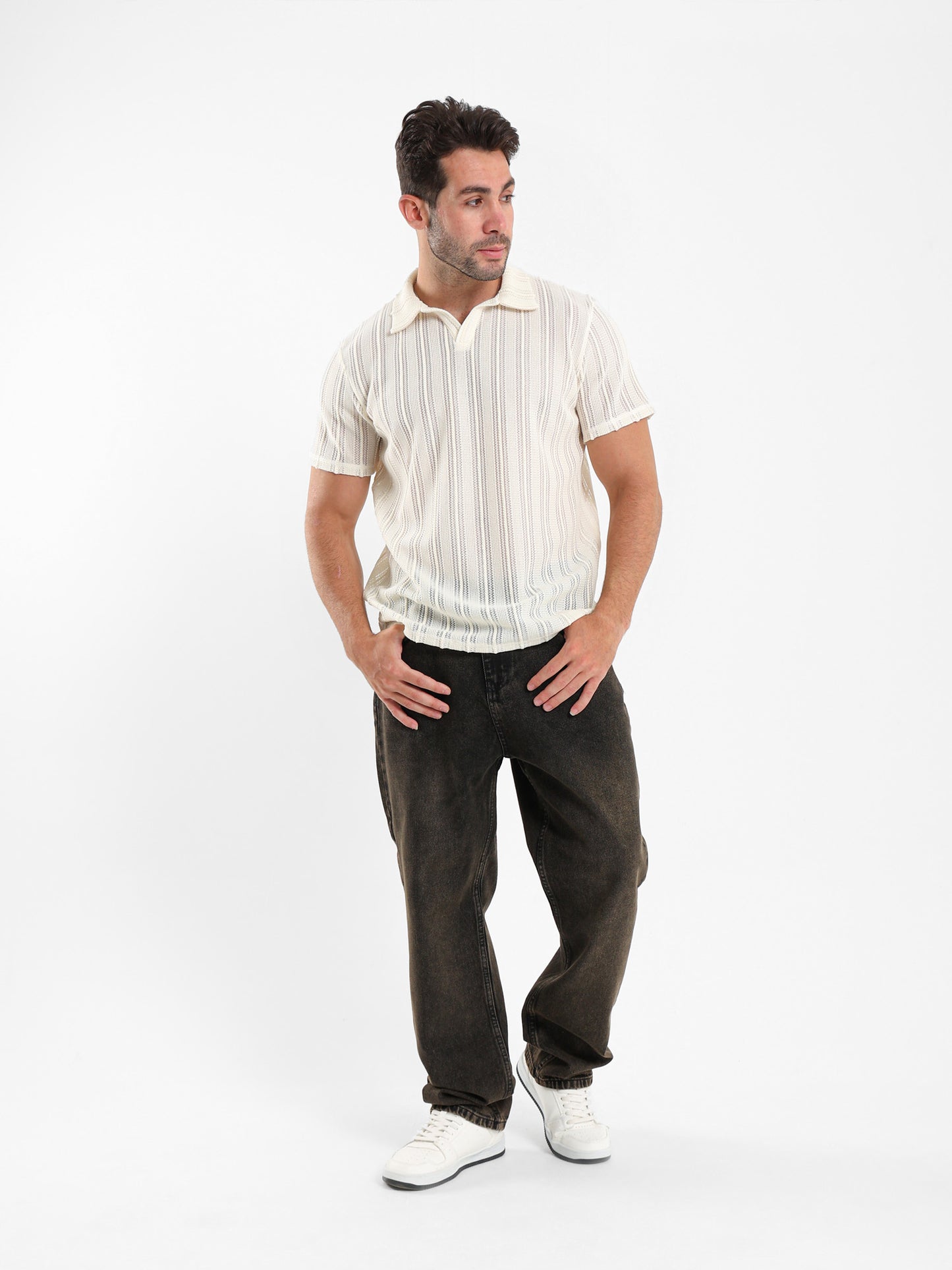 Textured Knitted Polo Shirt