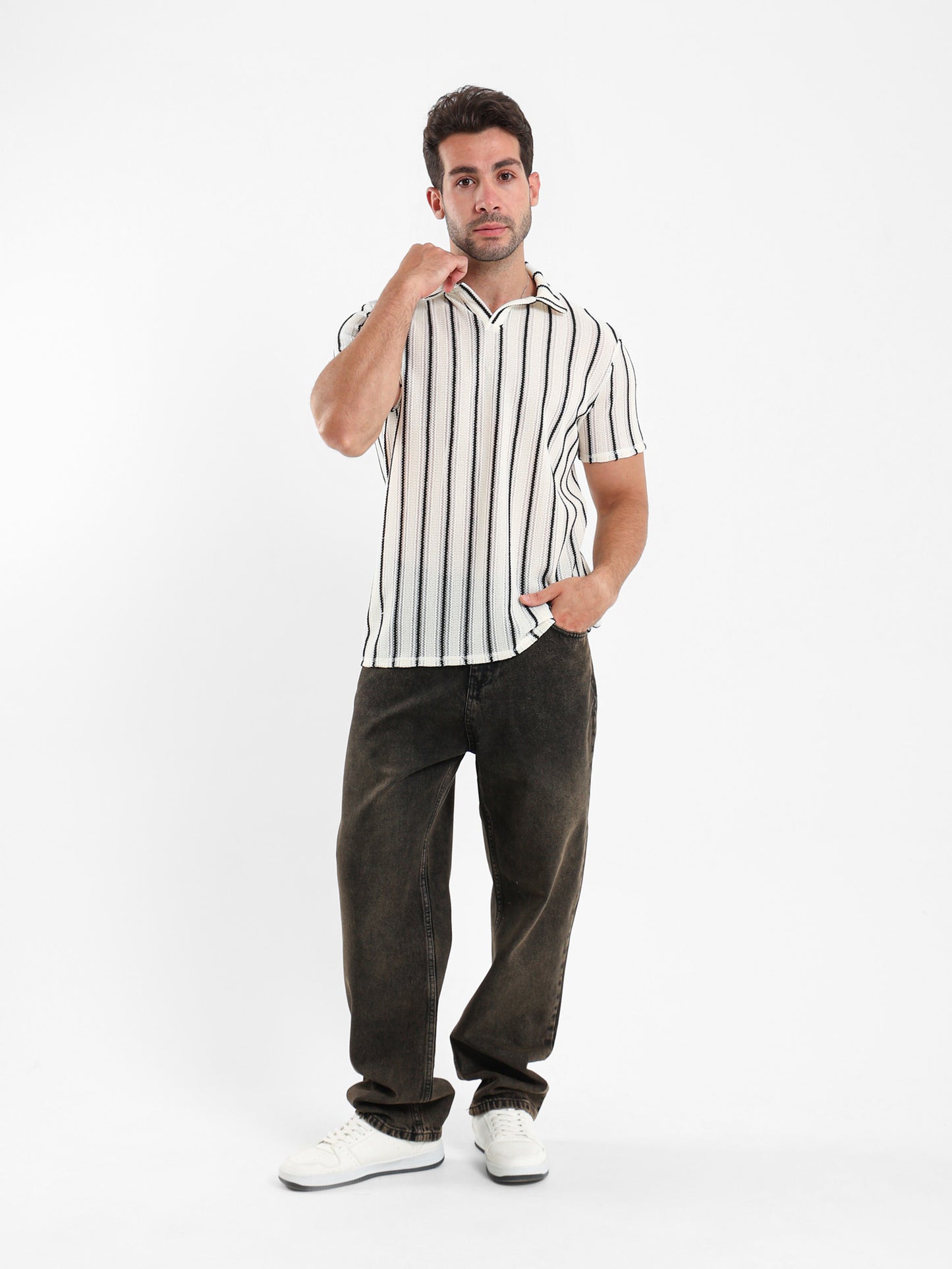 Textured Knitted Polo Shirt