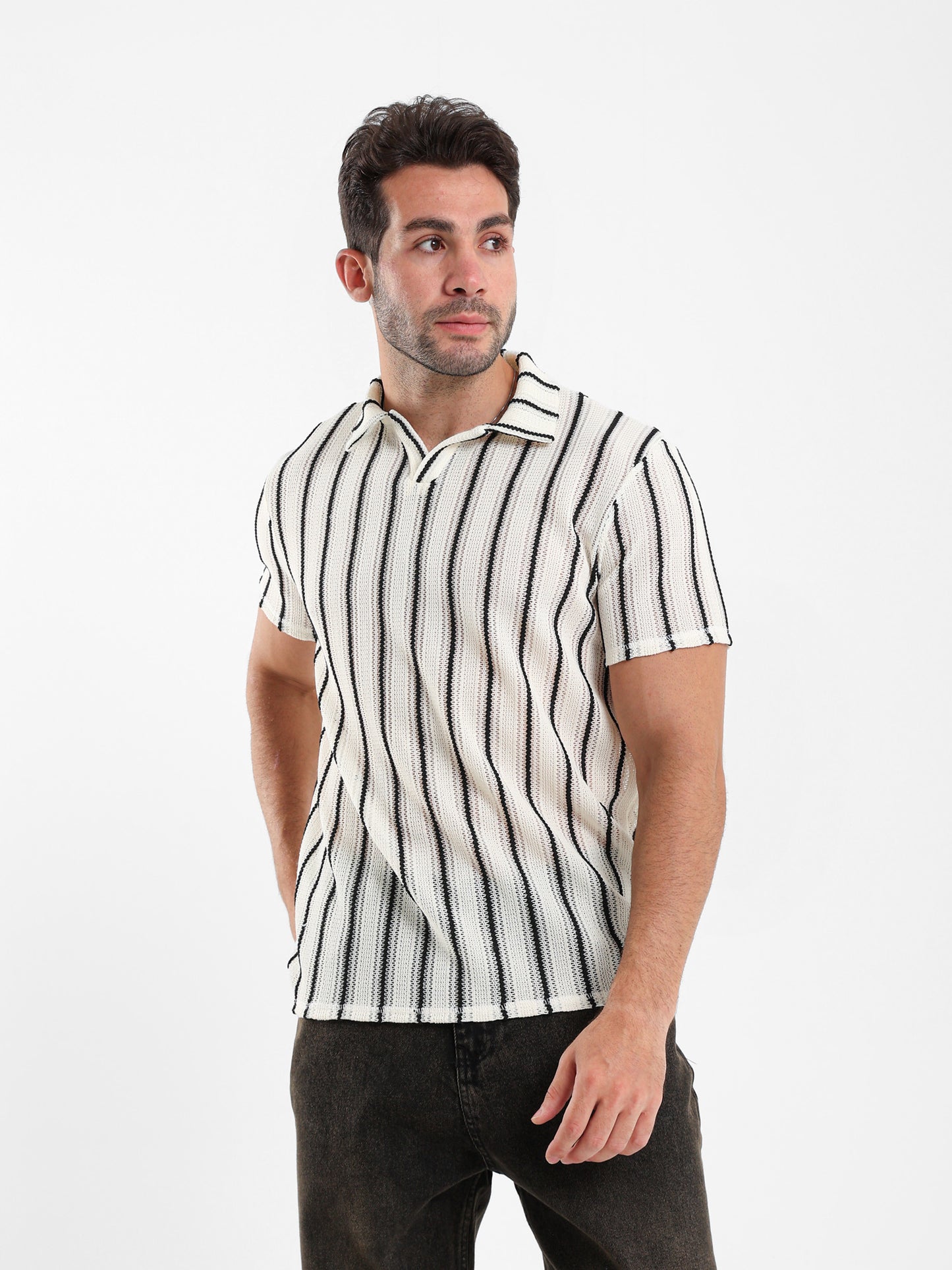 Textured Knitted Polo Shirt