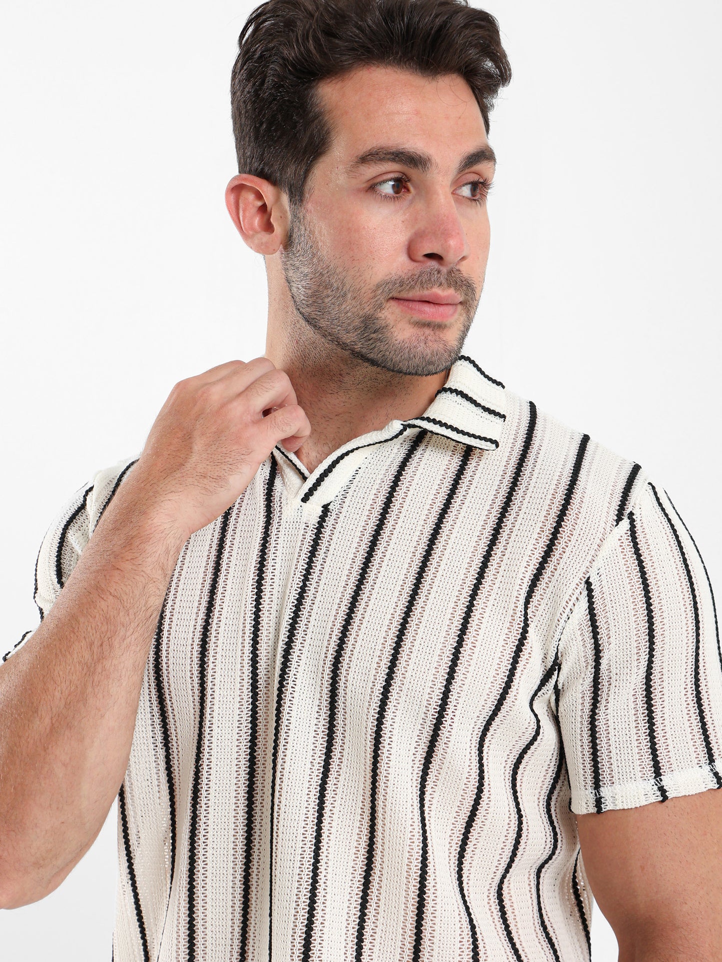 Textured Knitted Polo Shirt