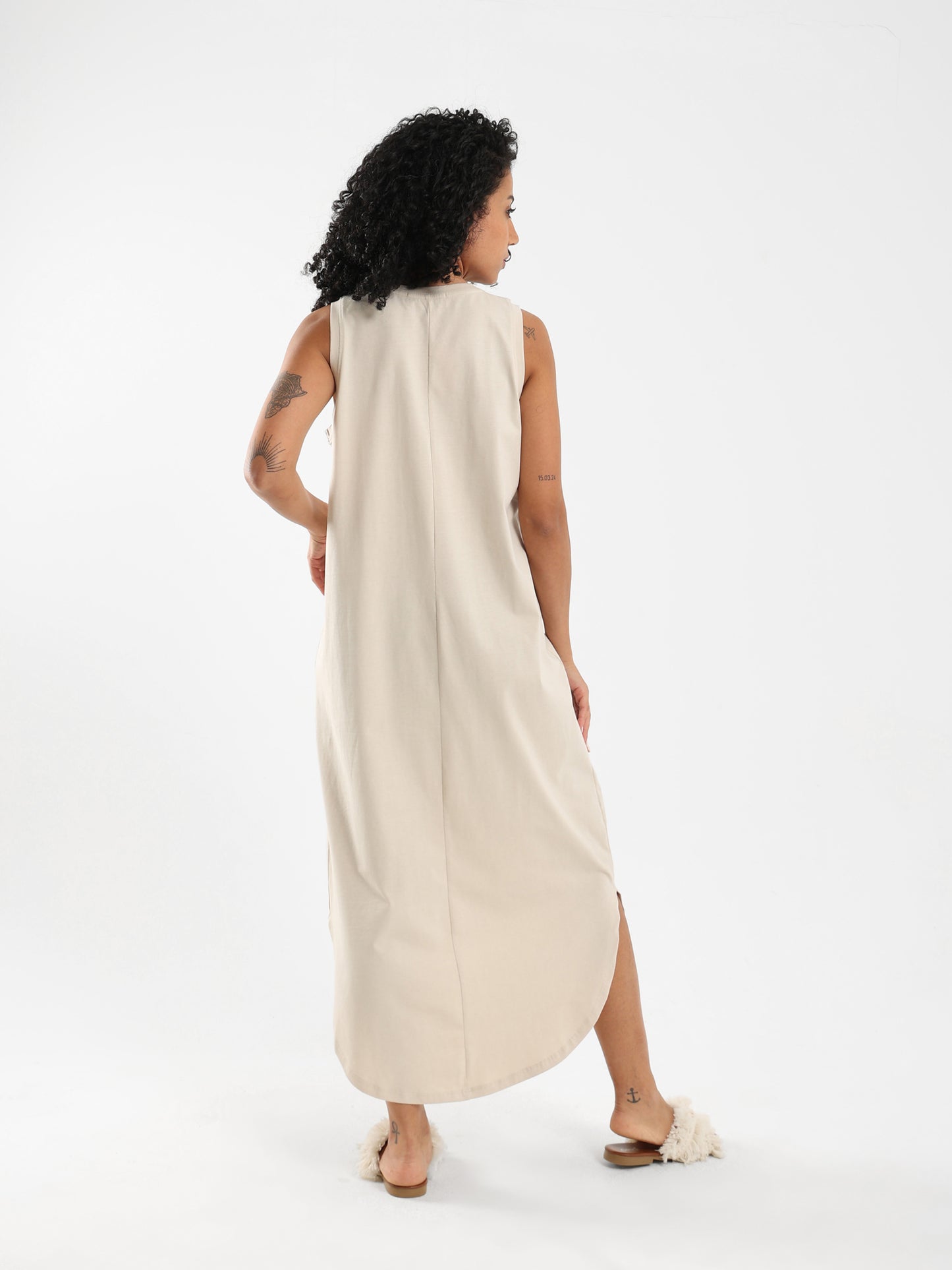 Sleeveless High-Low Midi Dress