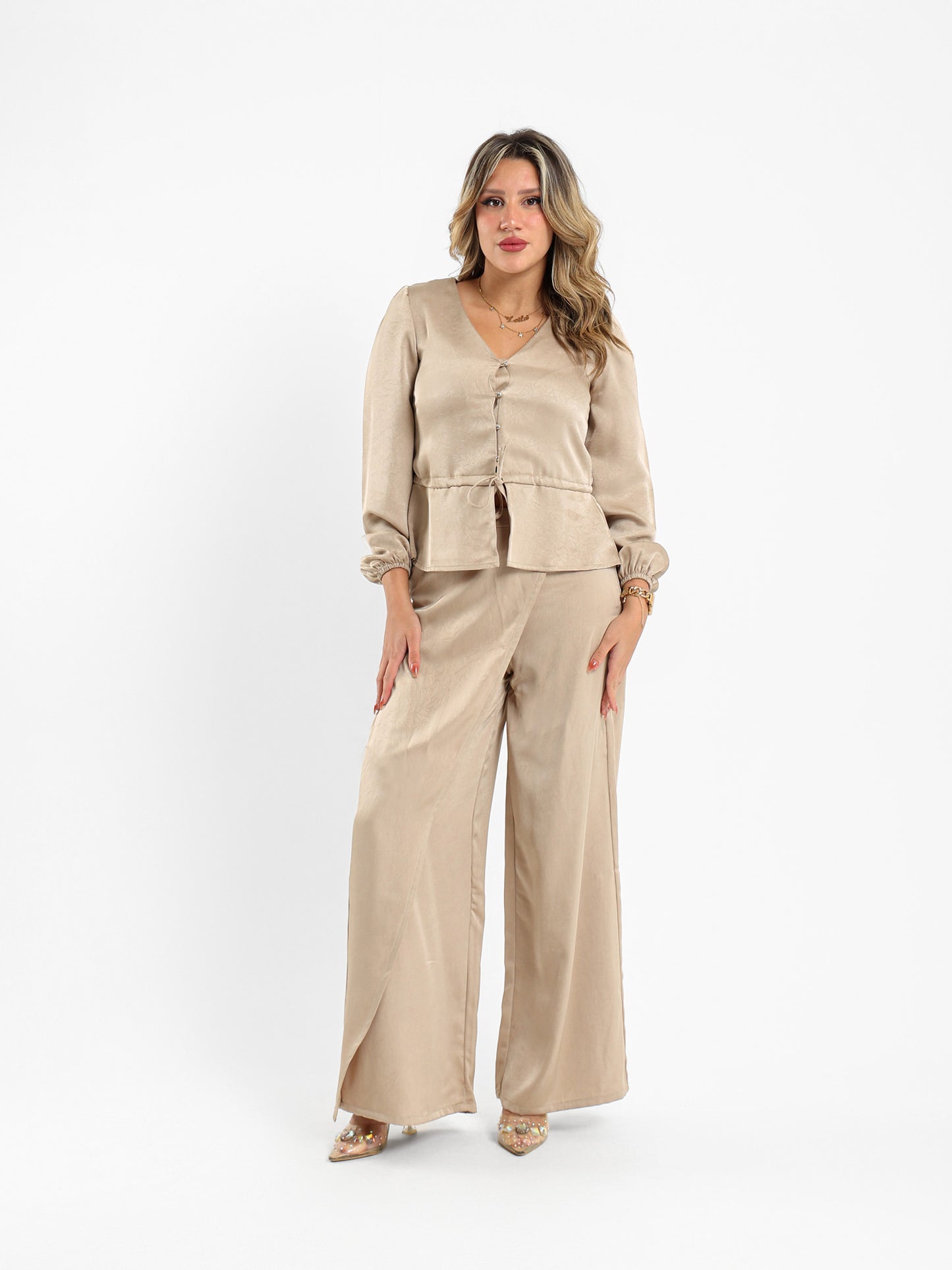 Satin Blouse With Drawstring