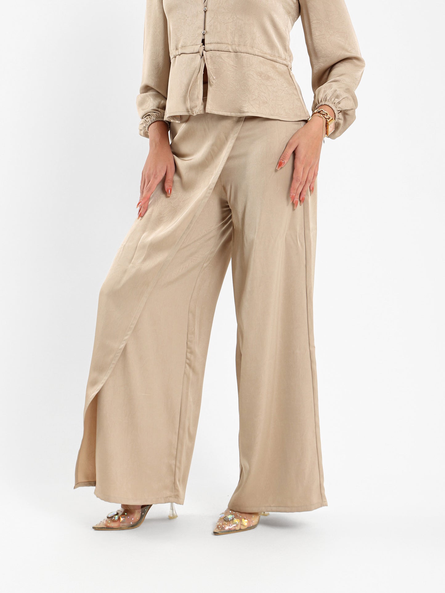 Asymmetric Wide Leg Pants