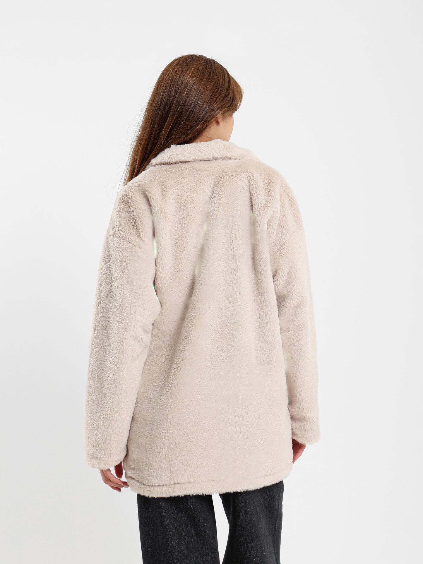 Long Loose Faux-Fur Jacket