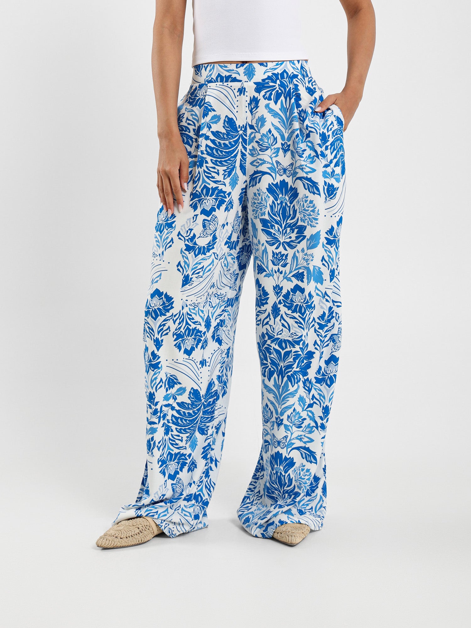 Printed Wide Leg Pants
