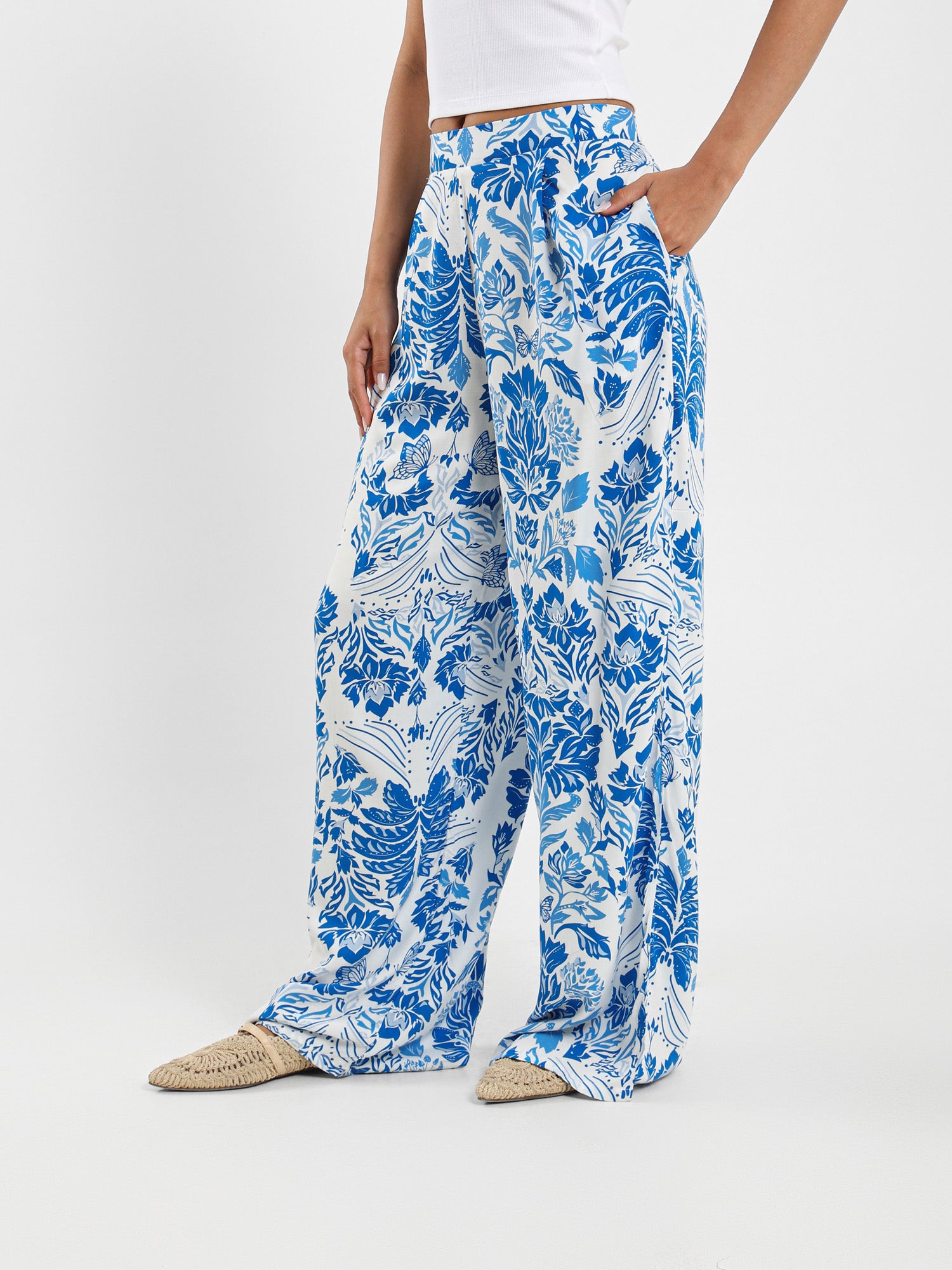 Printed Wide Leg Pants