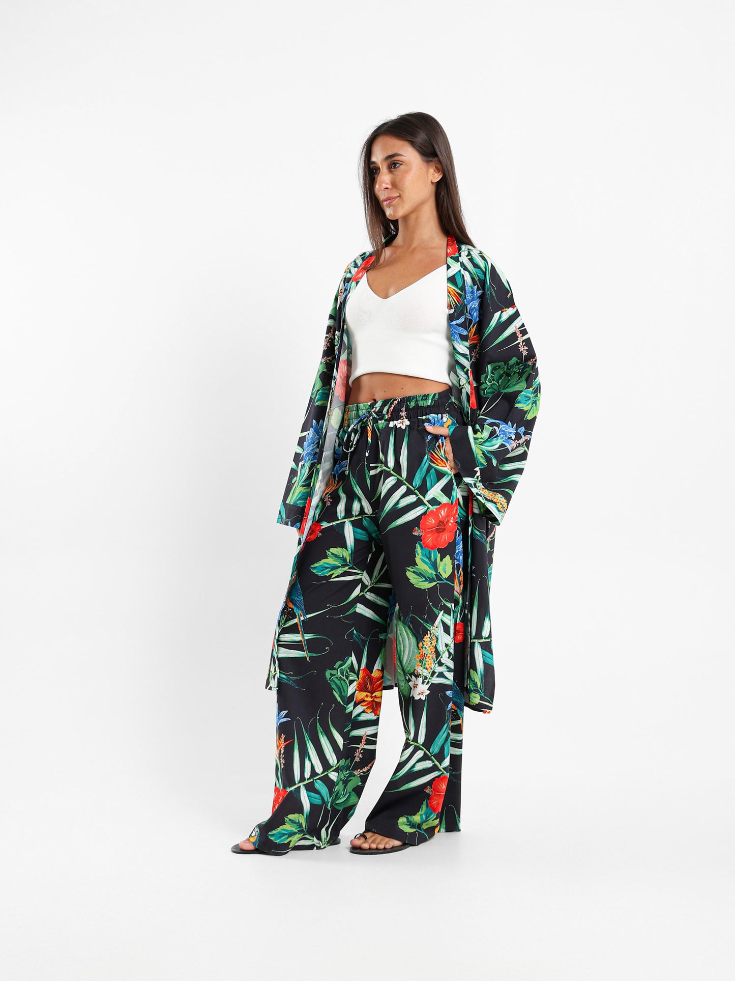 Printed Long Kimono Jacket