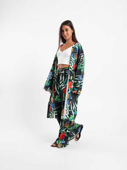 Printed Long Kimono Jacket