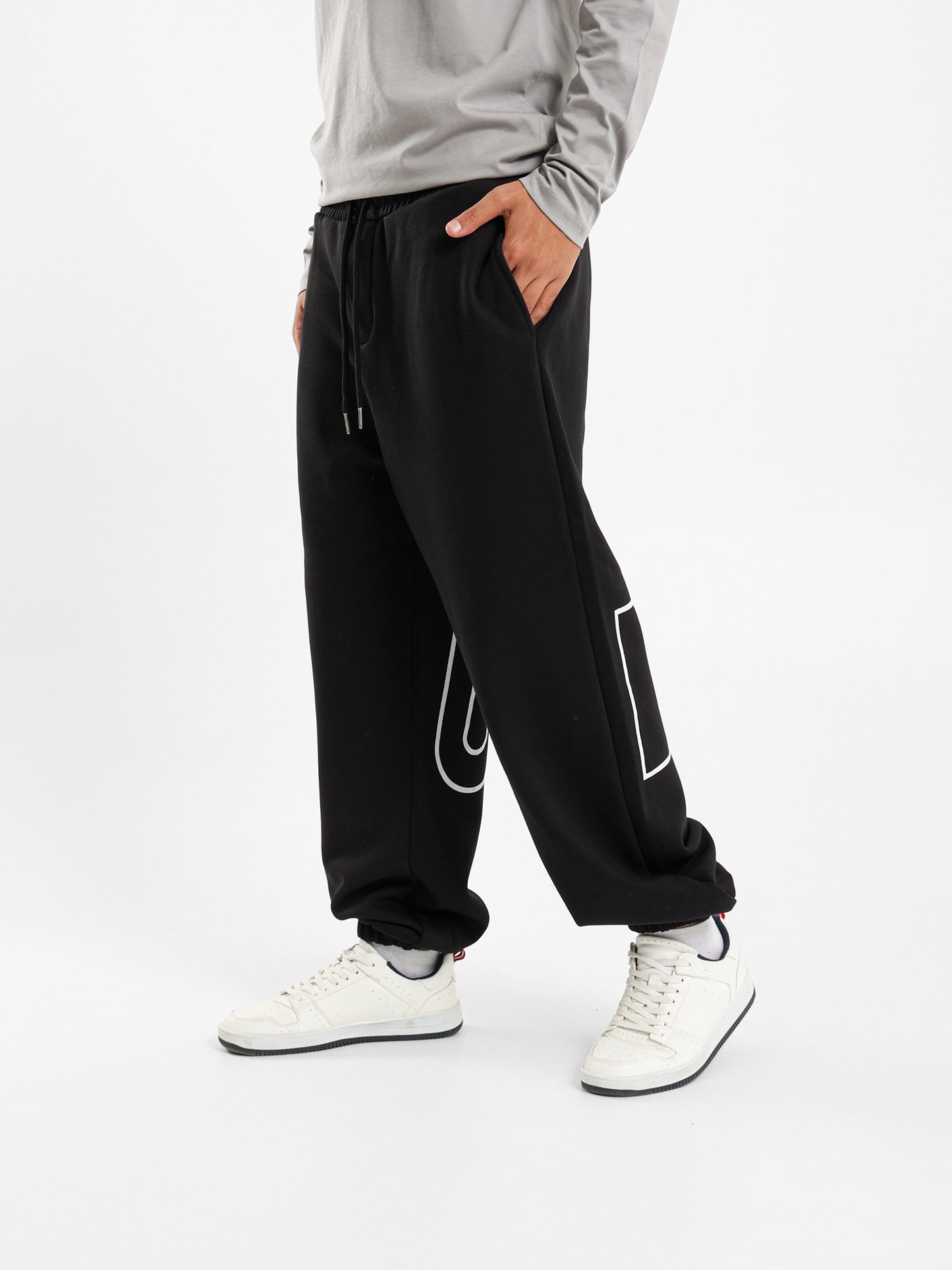Brushed Melton Sweatpants with Back Applique