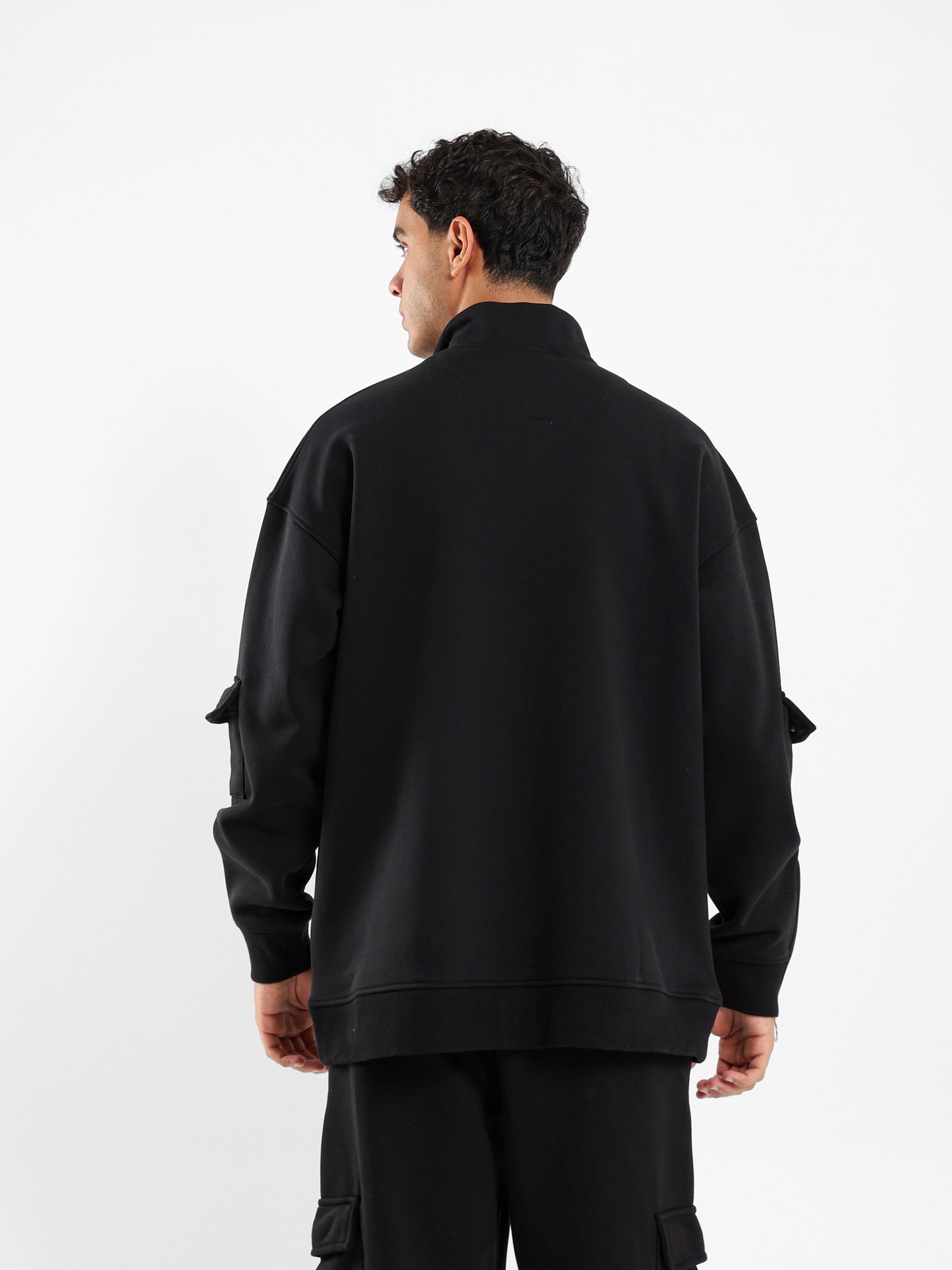 Brushed Melton High Neck Zip Hoodie