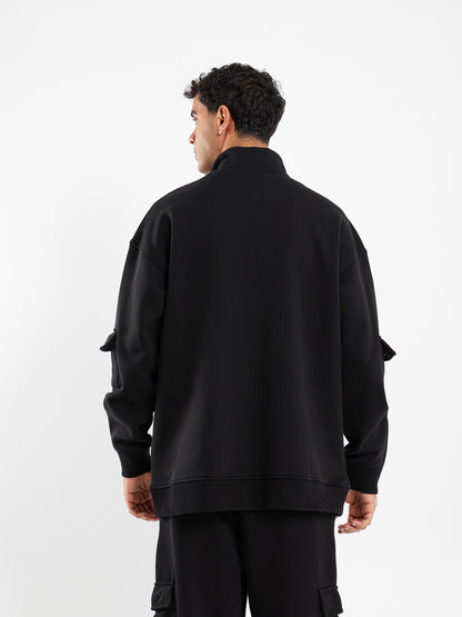 Brushed Melton High Neck Zip Hoodie