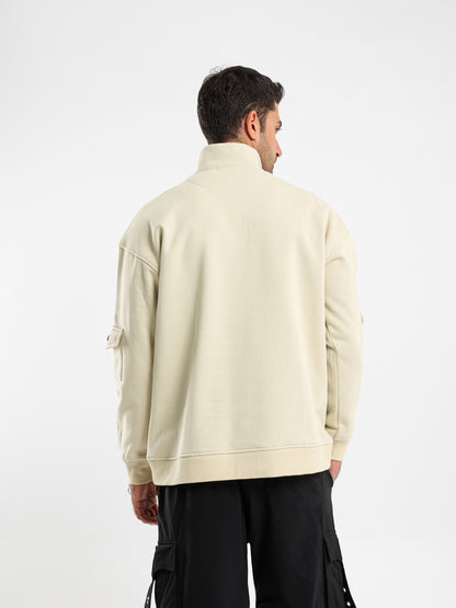 Brushed Melton High Neck Zip Hoodie