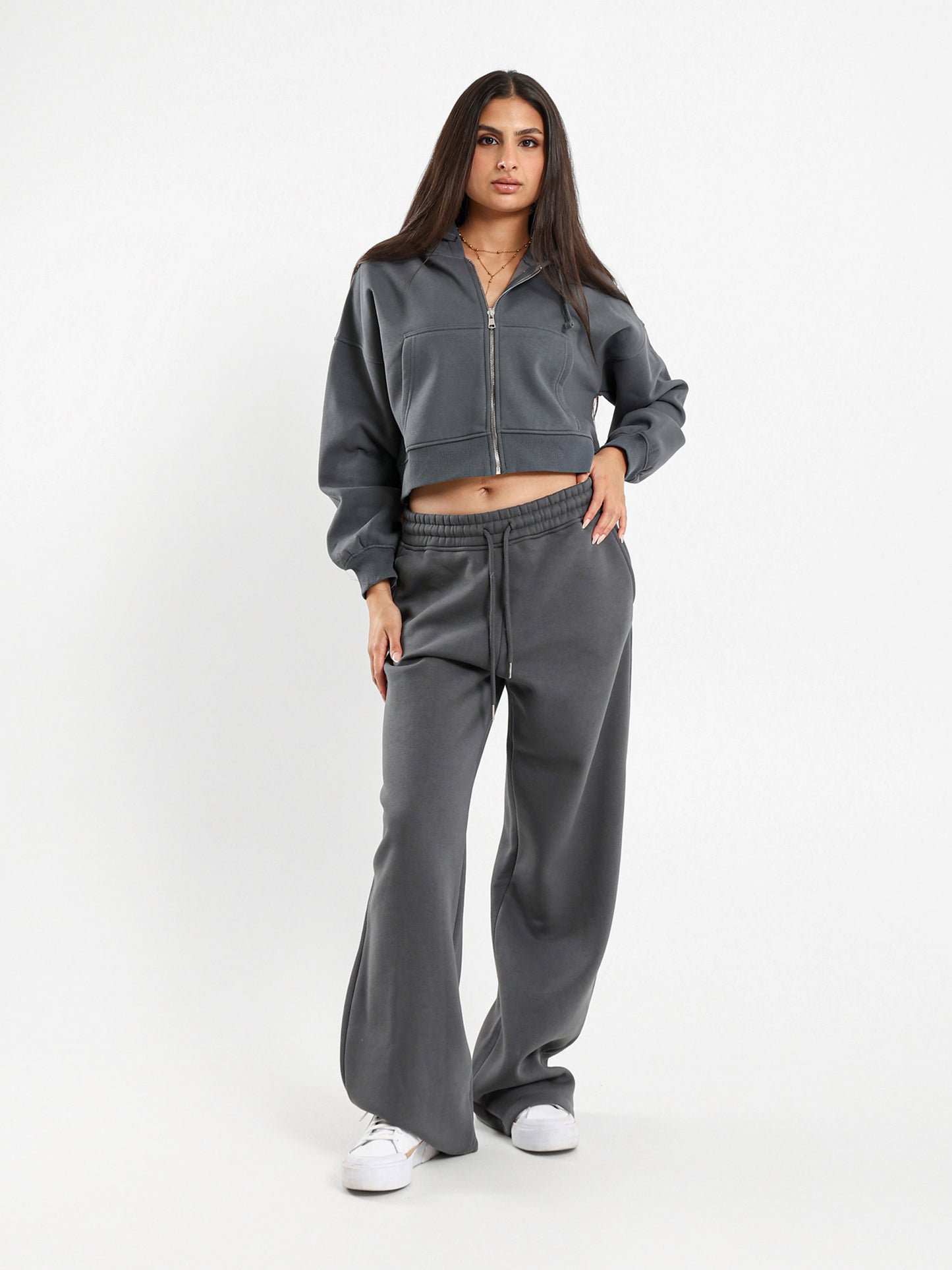 Cropped Hoodies with Zipper