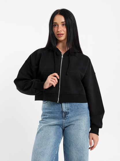 Cropped Hoodies with Zipper