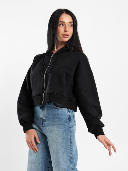 Cropped Hoodies with Zipper