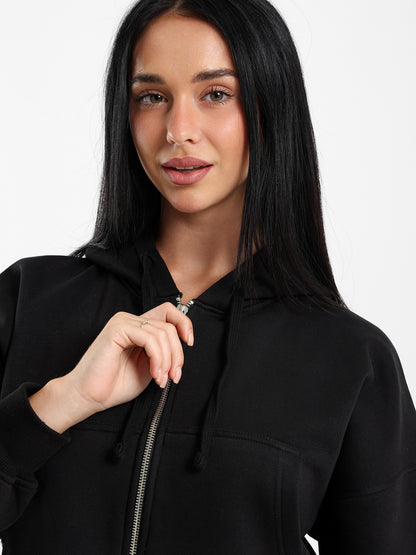 Cropped Hoodies with Zipper