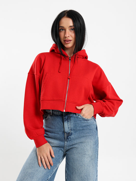 Cropped Hoodies with Zipper