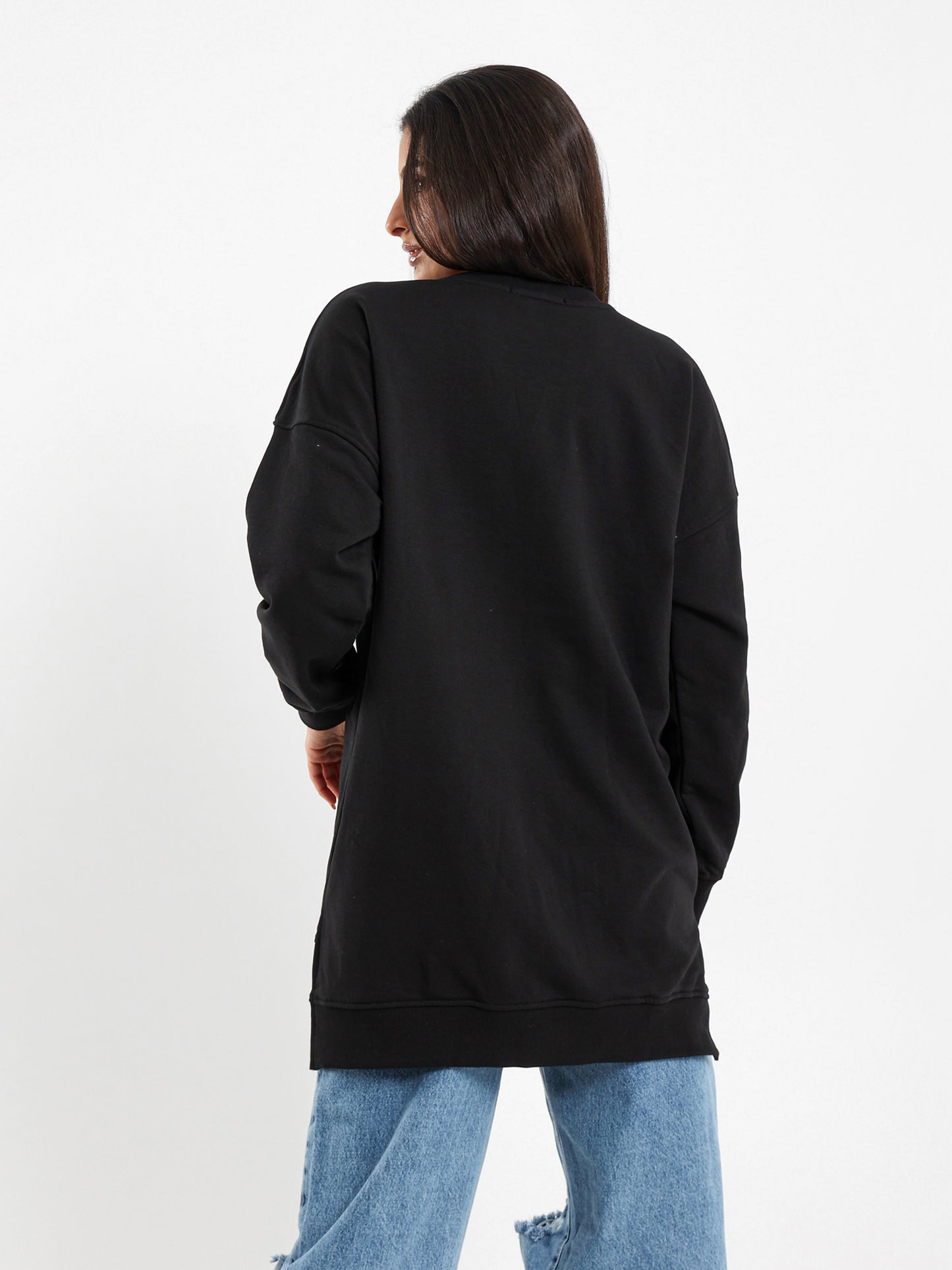 V-Neck Slit Sweatshirt