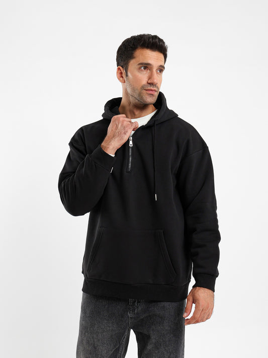 Brushed Melton Hoodie with Hood