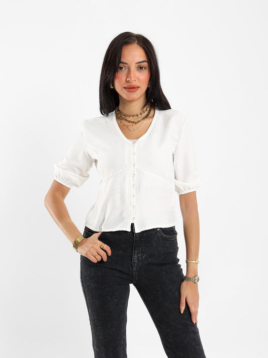 Button-Front Blouse